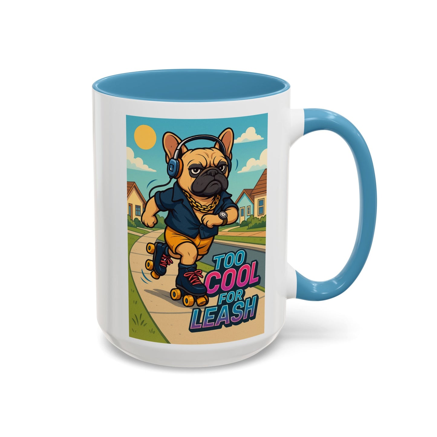 Retro Roller Skating Male French Bulldog Mug – 80’s Groove Vibes - Chubby Little Cheeks Co.