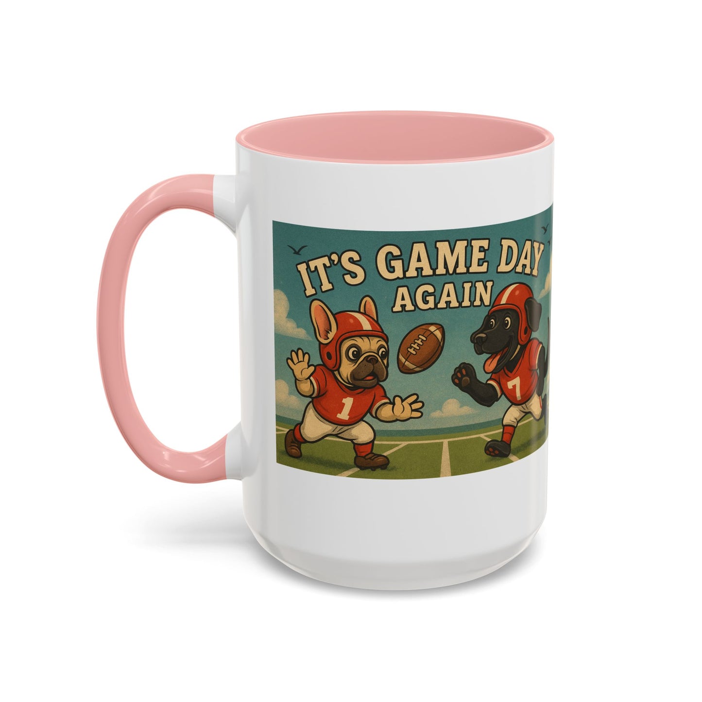 π Game Day Dogs Mug β Retro French Bulldog & Black Lab Football Mug - Chubby Little Cheeks Co.
