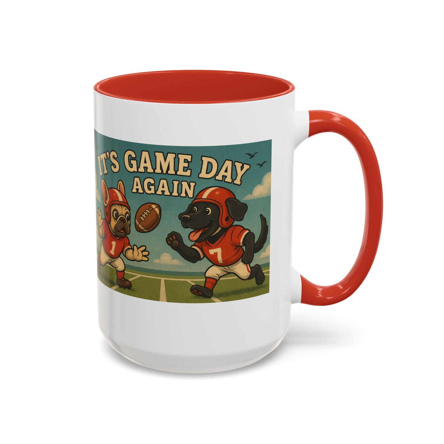 π Game Day Dogs Mug β Retro French Bulldog & Black Lab Football Mug - Chubby Little Cheeks Co.