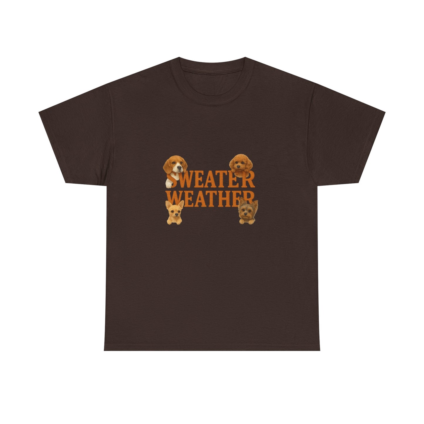 Sweater Weather Dog Tee, Unisex Heavy Cotton Tee, Fall Apparel - Chubby Little Cheeks Co.