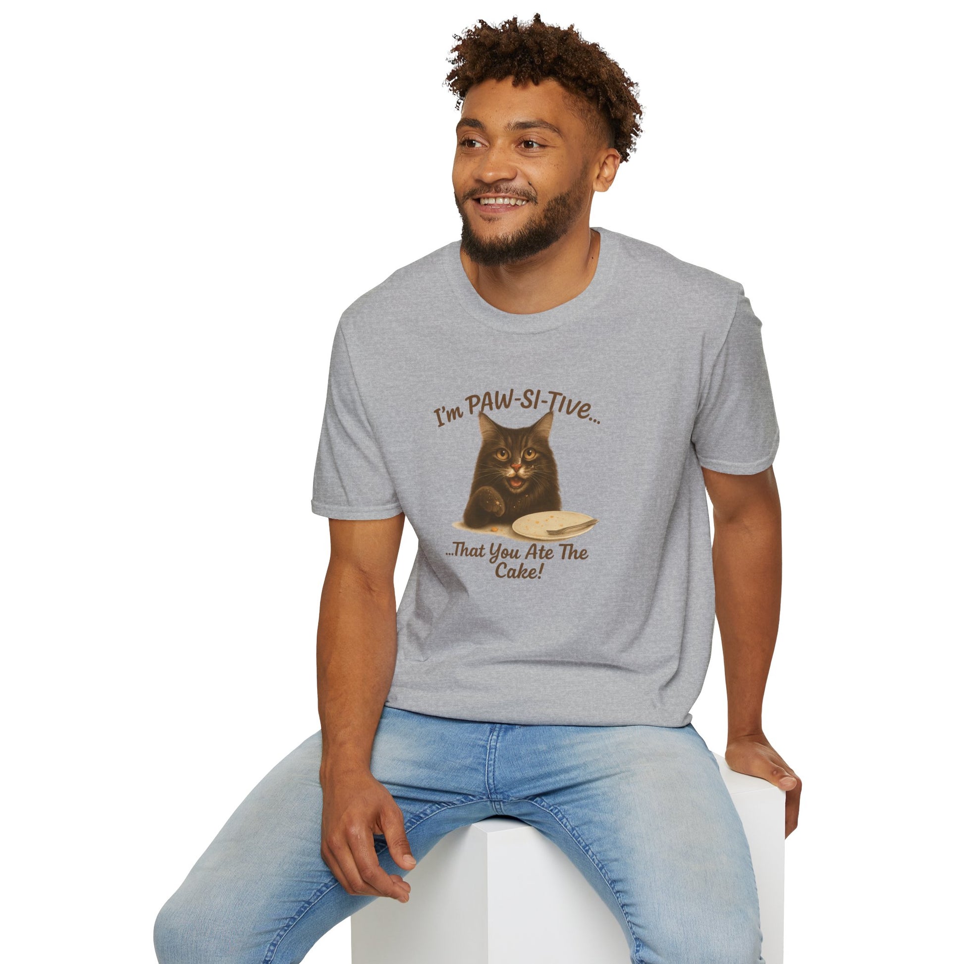 I'm PAW-SI-TIVE That You Ate The Cake, Funny Cat Unisex T-Shirt, - Chubby Little Cheeks Co.