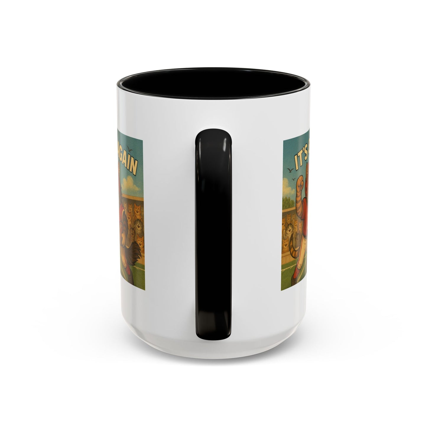 π Game Day Cats Mug β Vintage Football Tabby & Maine Coon in Red Jerseys - Chubby Little Cheeks Co.
