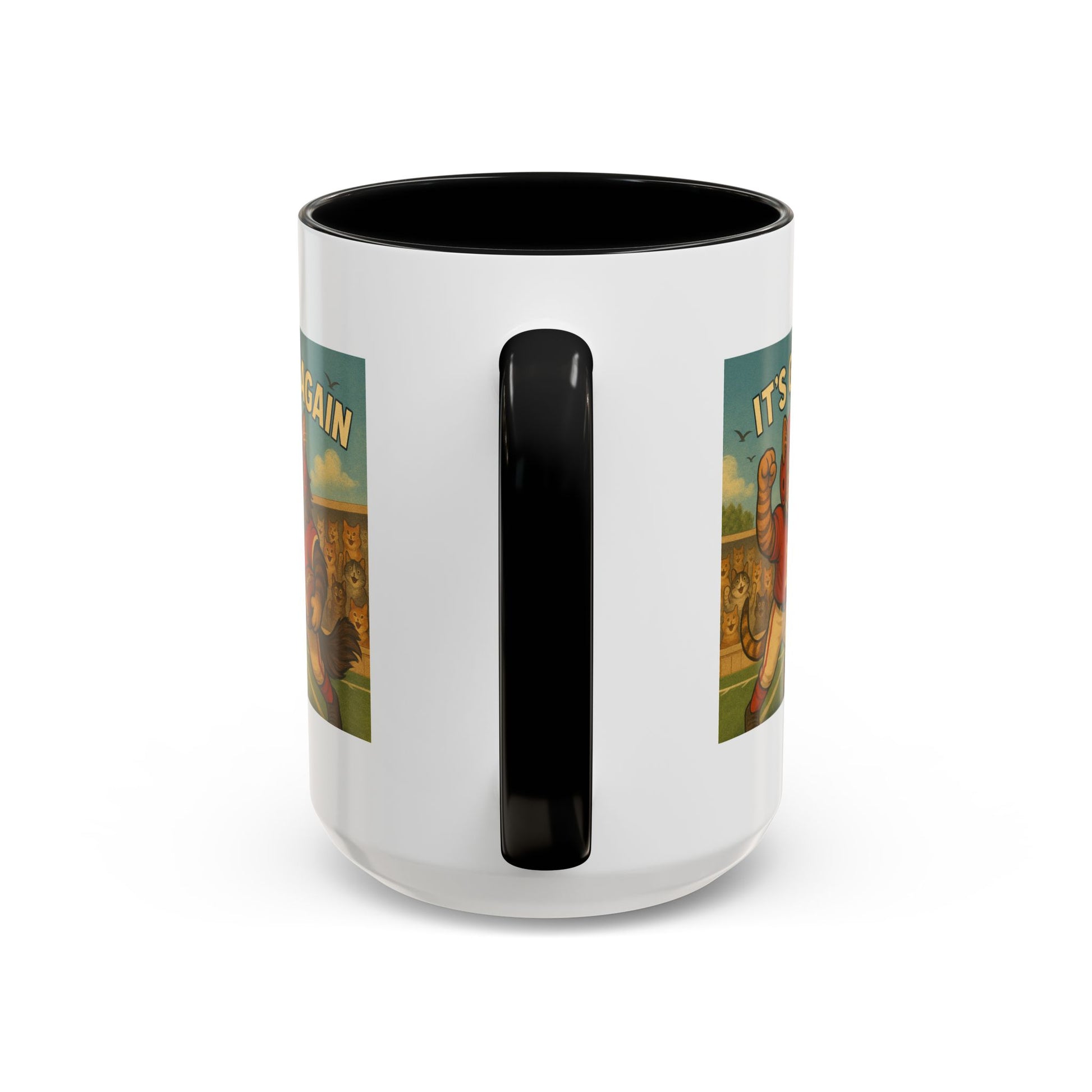 π Game Day Cats Mug β Vintage Football Tabby & Maine Coon in Red Jerseys - Chubby Little Cheeks Co.
