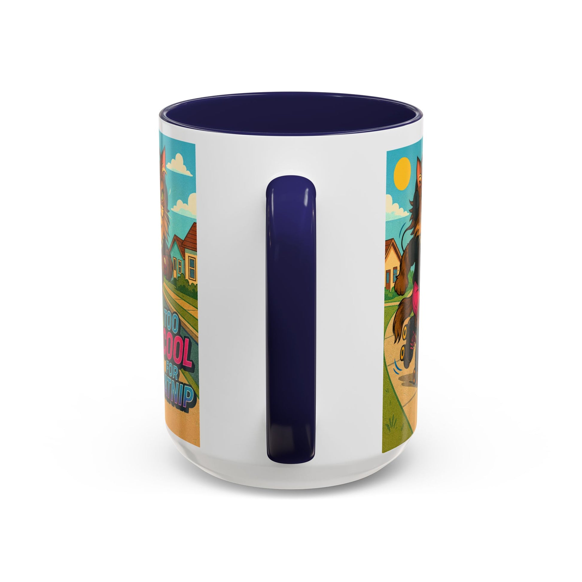Female Maine Coon Cat Skater Mug – Too Cool for Catnip Retro Coffee Cup - Chubby Little Cheeks Co.