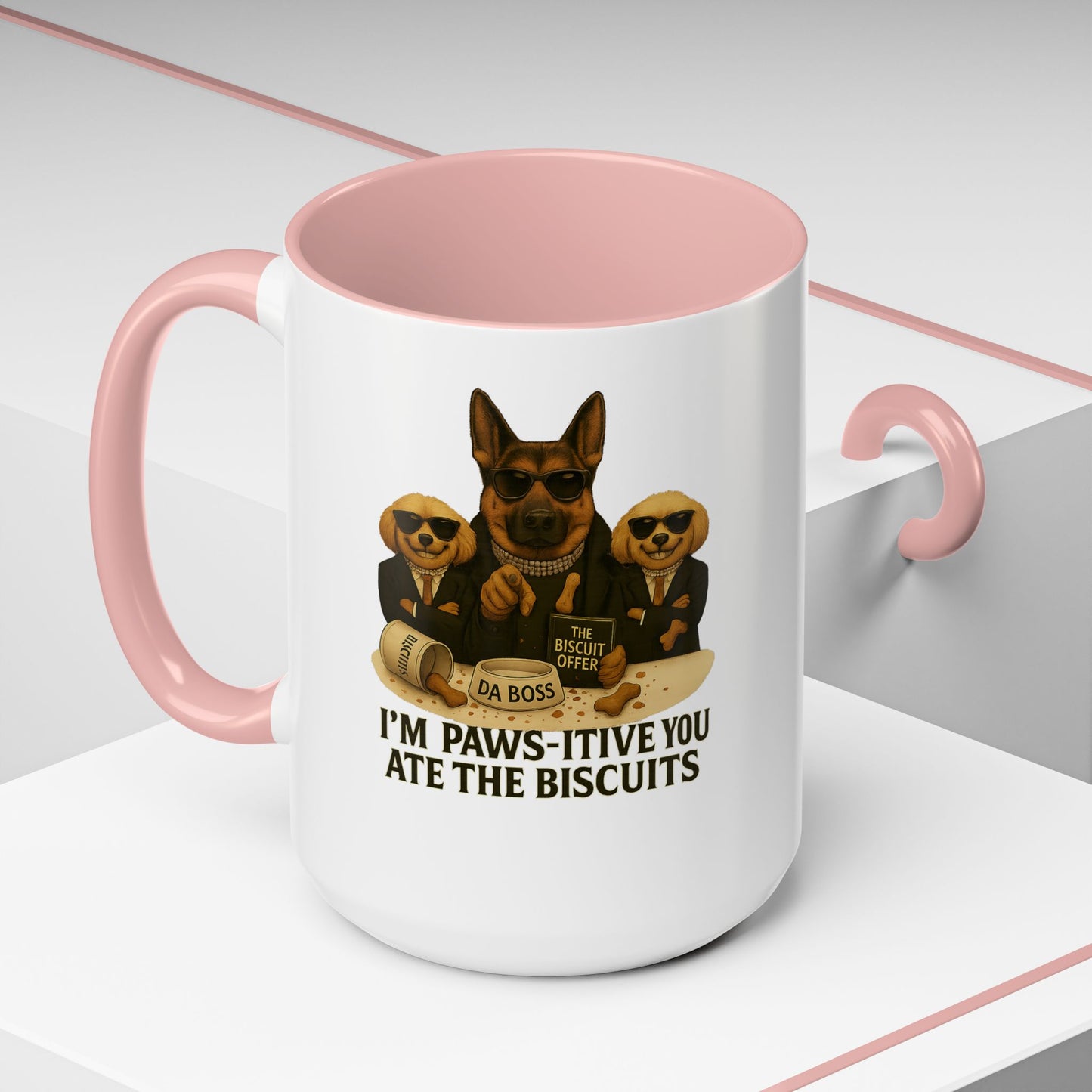 Paw-Si-Tive Blame-Godfather-Style Dog Mug, German Shepherd “Da Boss,” Multipoos, Mafia Parody - Chubby Little Cheeks Co.