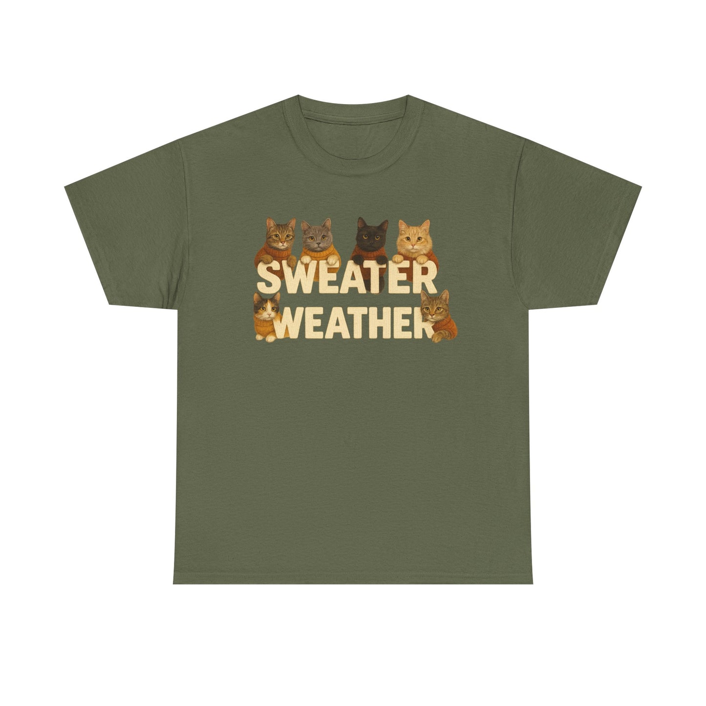 Sweater Weather Cat Tee, Cute Fall Apparel - Chubby Little Cheeks Co.