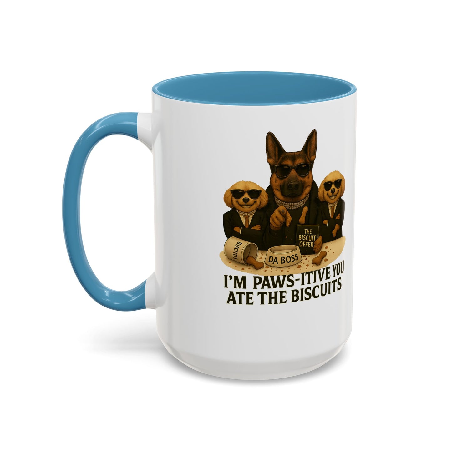 Paw-Si-Tive Blame-Godfather-Style Dog Mug, German Shepherd “Da Boss,” Multipoos, Mafia Parody - Chubby Little Cheeks Co.