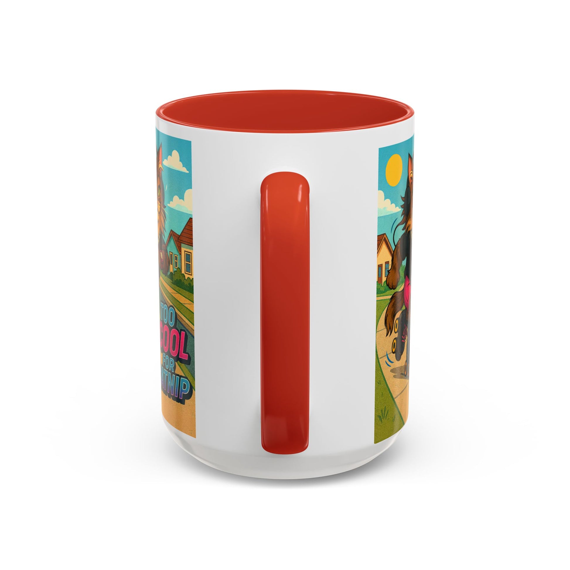 Female Maine Coon Cat Skater Mug – Too Cool for Catnip Retro Coffee Cup - Chubby Little Cheeks Co.