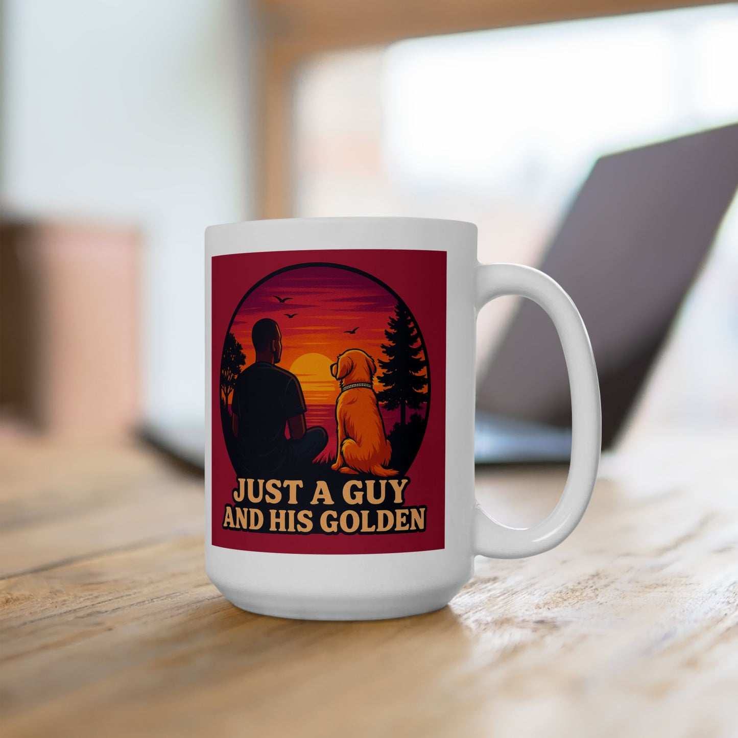 Just A Guy And His Golden Sunset Ceramic Mug - Chubby Little Cheeks Co.