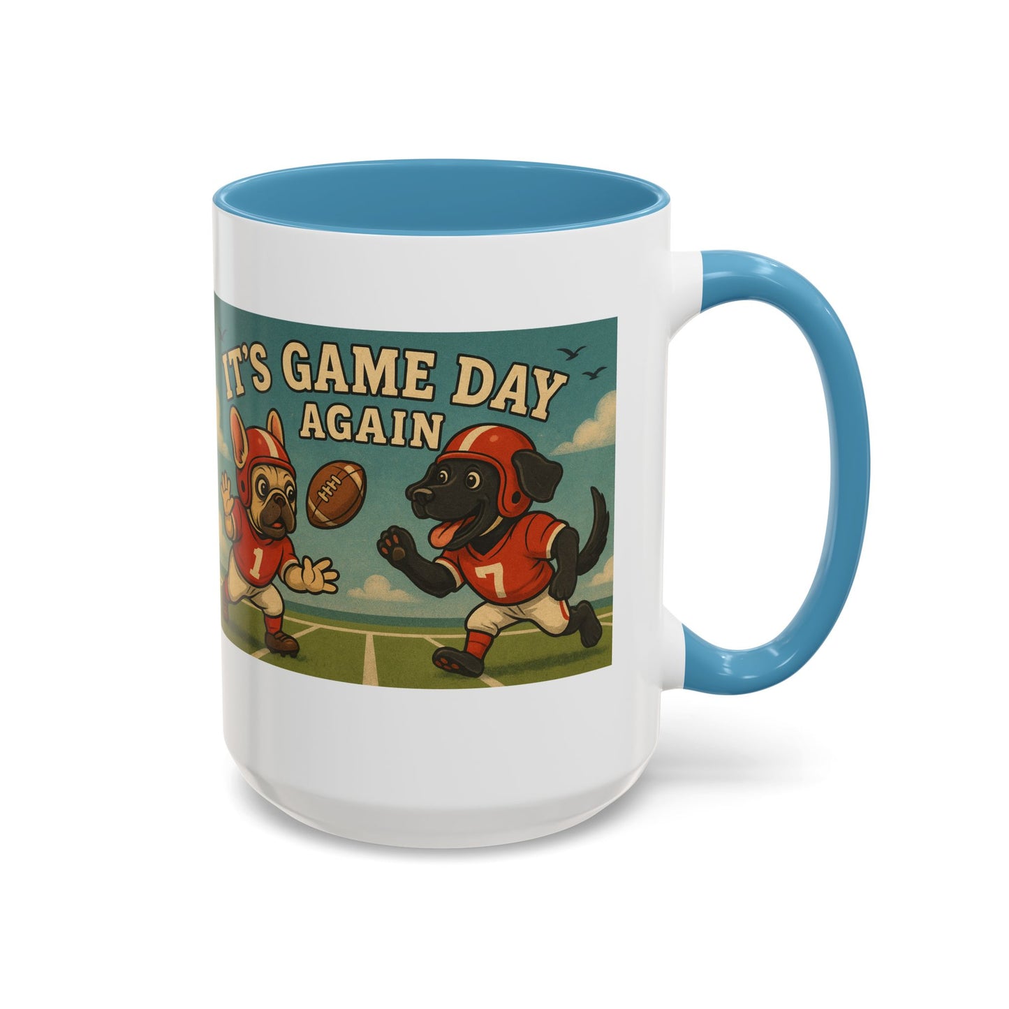 π Game Day Dogs Mug β Retro French Bulldog & Black Lab Football Mug - Chubby Little Cheeks Co.