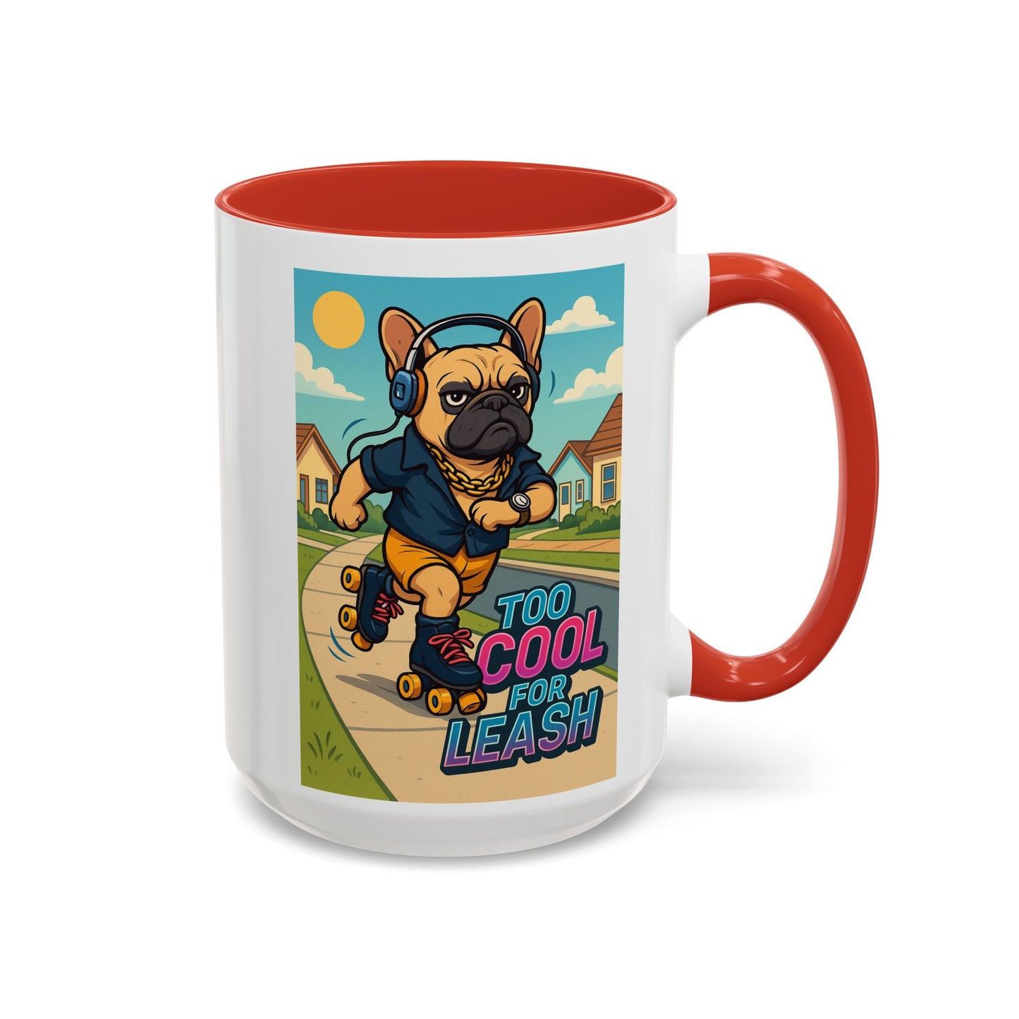 Retro Roller Skating Male French Bulldog Mug – 80’s Groove Vibes - Chubby Little Cheeks Co.