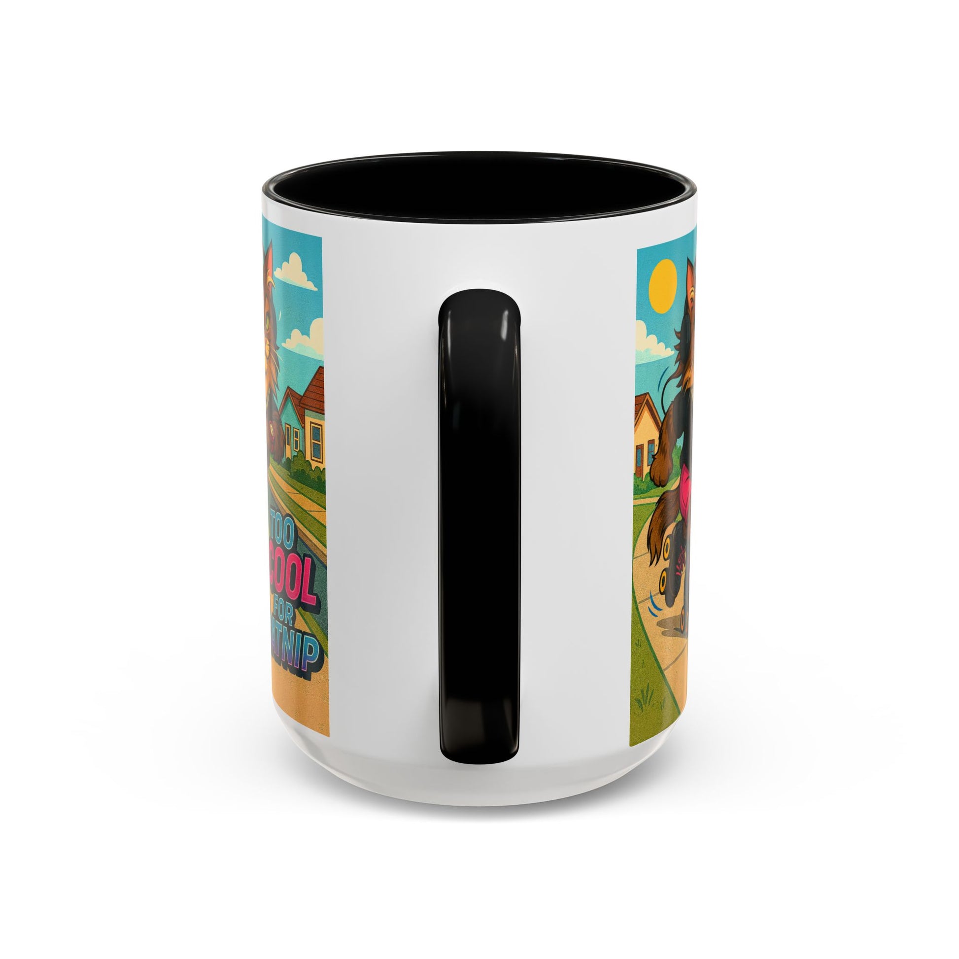 Female Maine Coon Cat Skater Mug – Too Cool for Catnip Retro Coffee Cup - Chubby Little Cheeks Co.