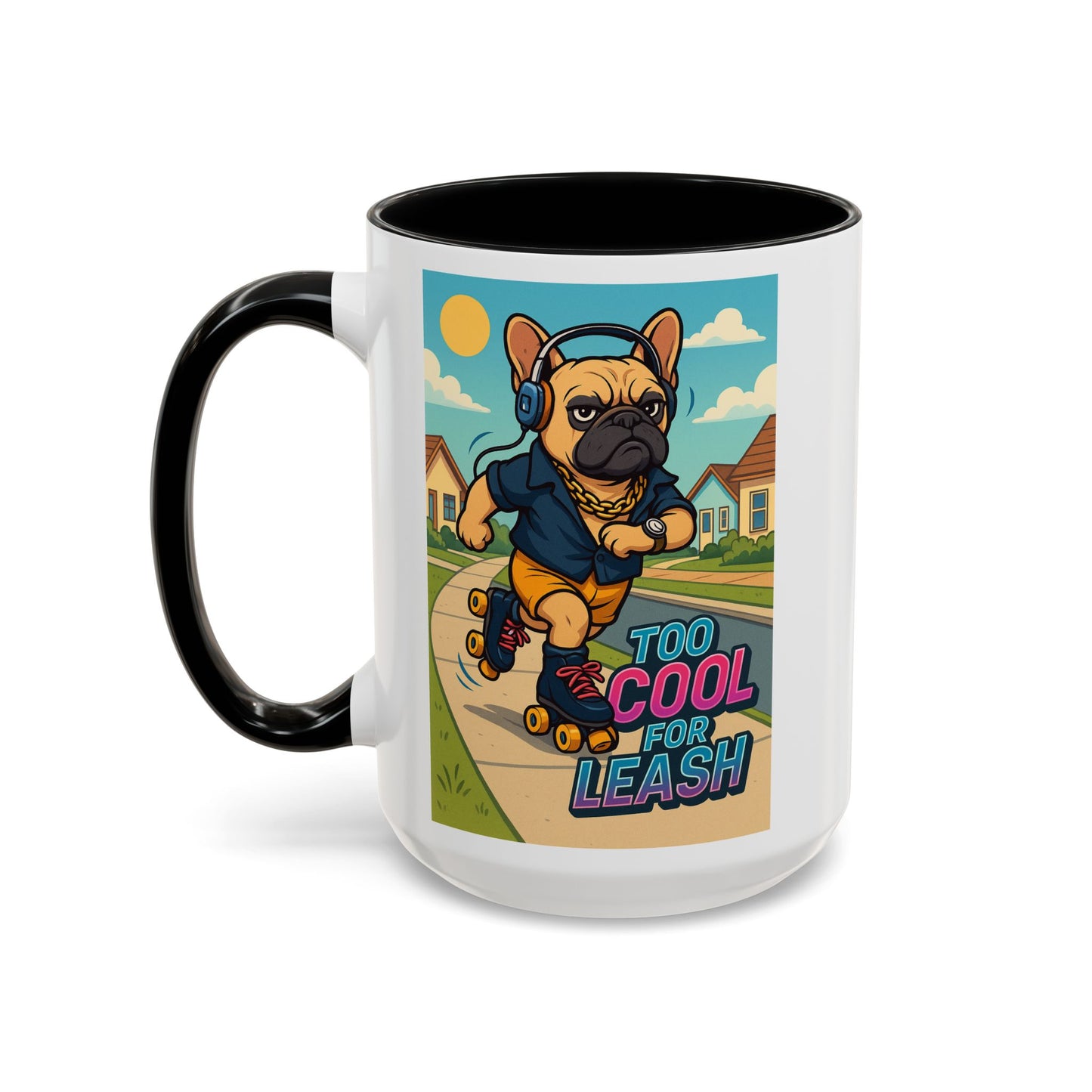 Retro Roller Skating Male French Bulldog Mug – 80’s Groove Vibes - Chubby Little Cheeks Co.
