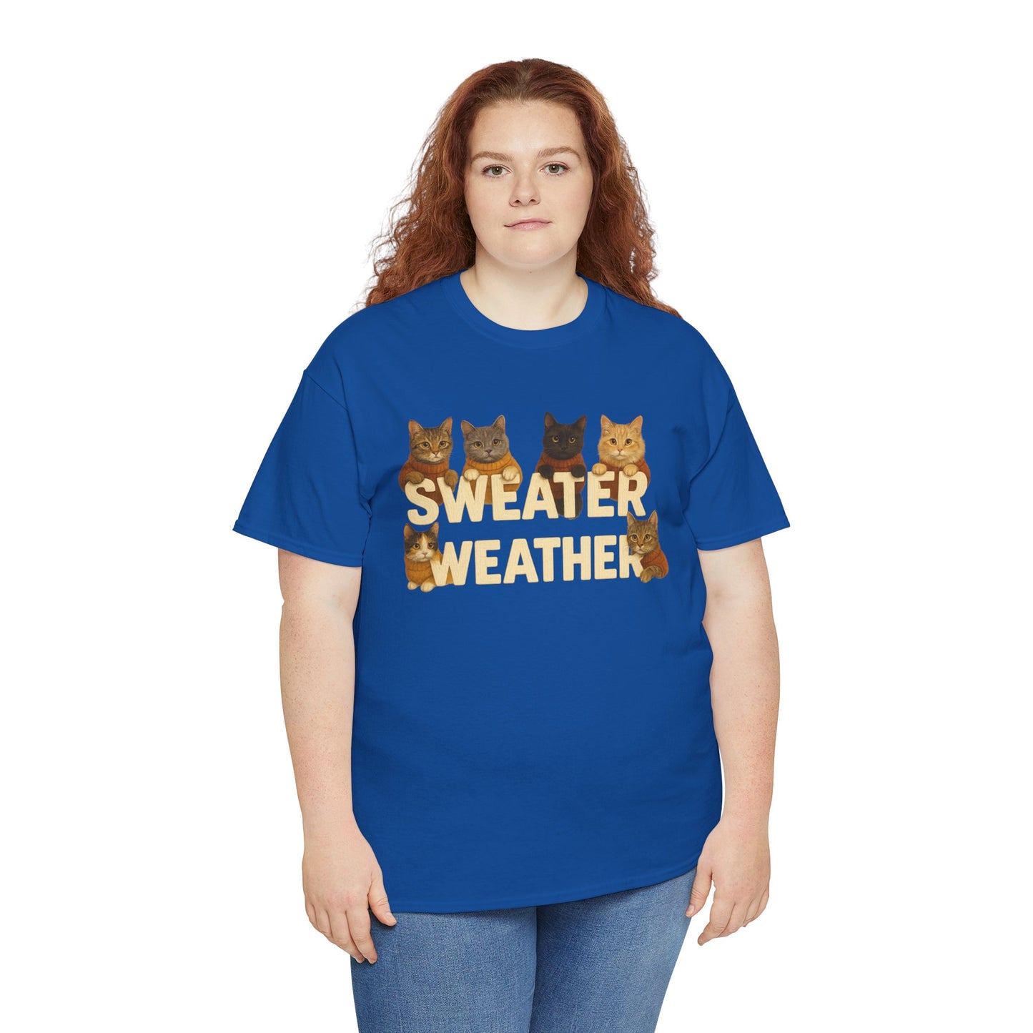 Sweater Weather Cat Tee, Cute Fall Apparel - Chubby Little Cheeks Co.