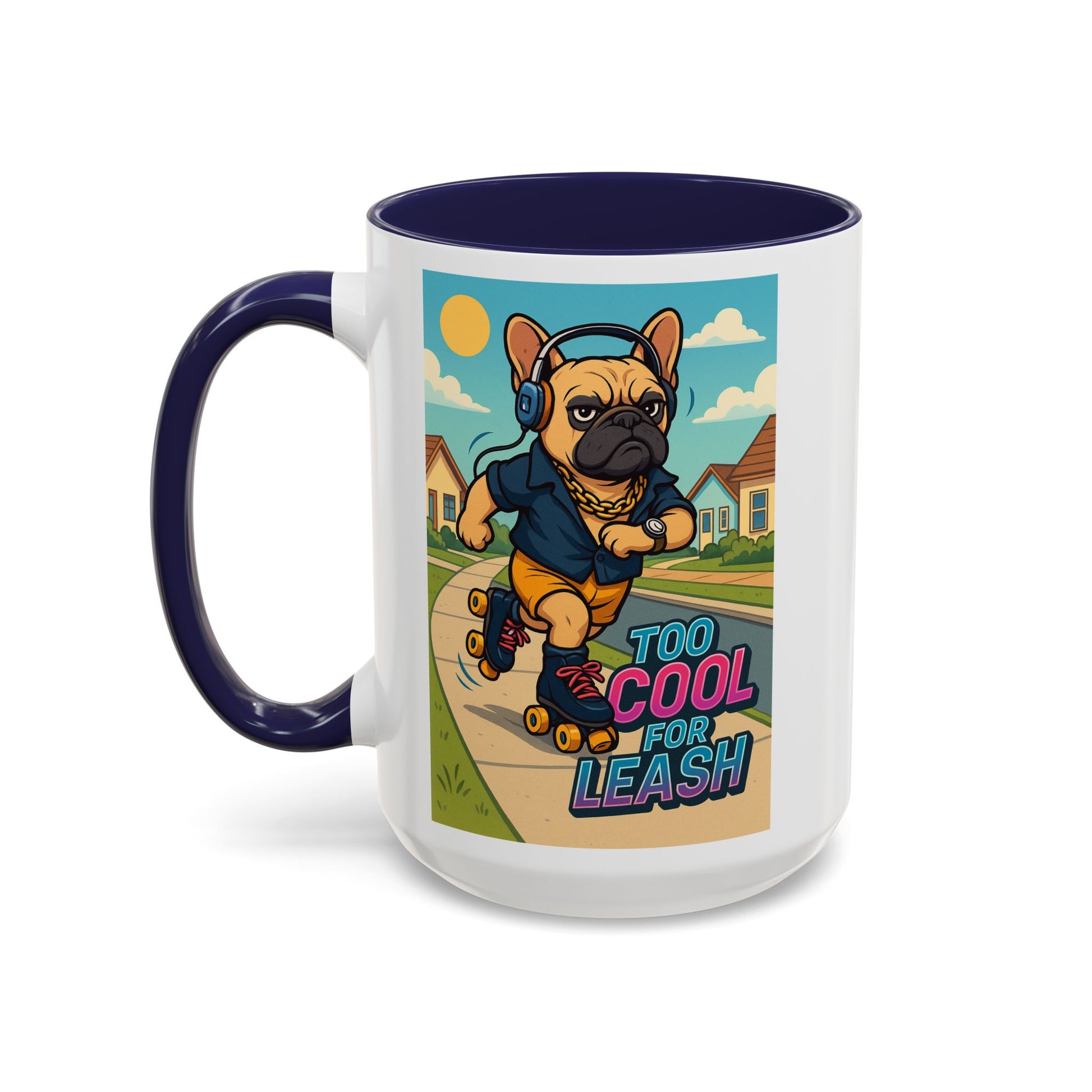 Retro Roller Skating Male French Bulldog Mug – 80’s Groove Vibes - Chubby Little Cheeks Co.