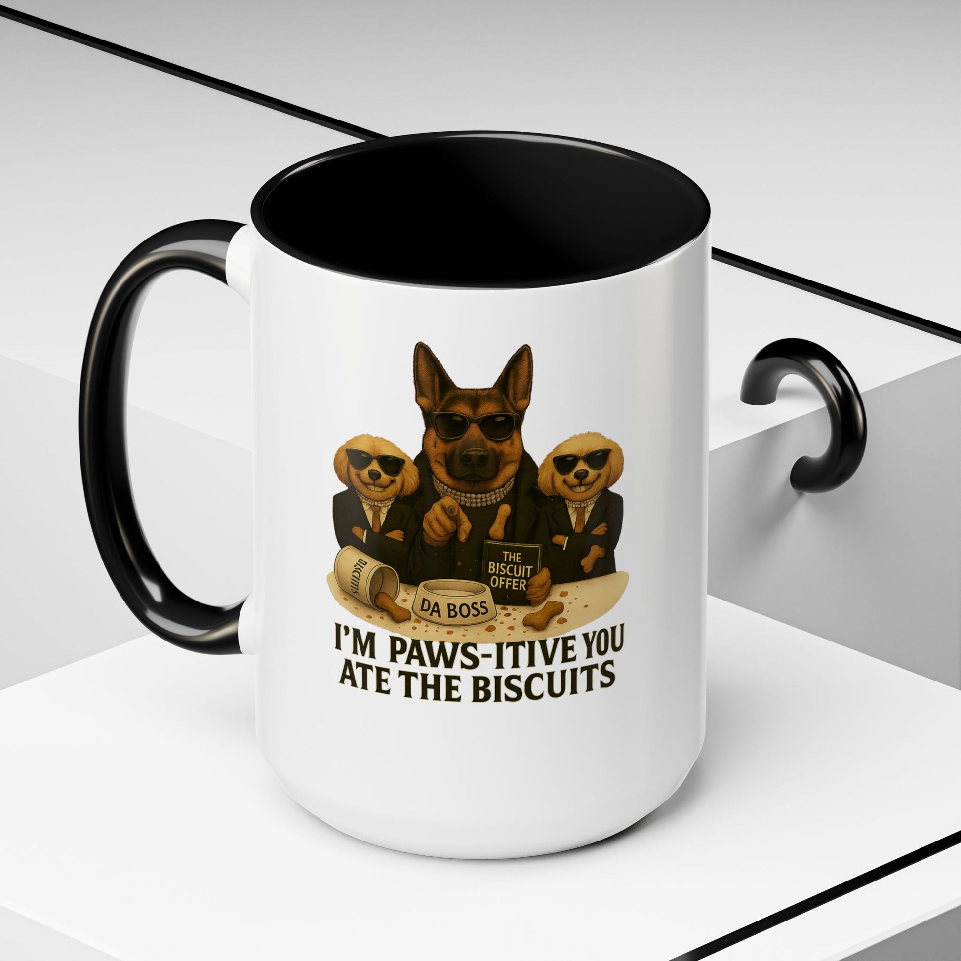 Paw-Si-Tive Blame-Godfather-Style Dog Mug, German Shepherd “Da Boss,” Multipoos, Mafia Parody - Chubby Little Cheeks Co.