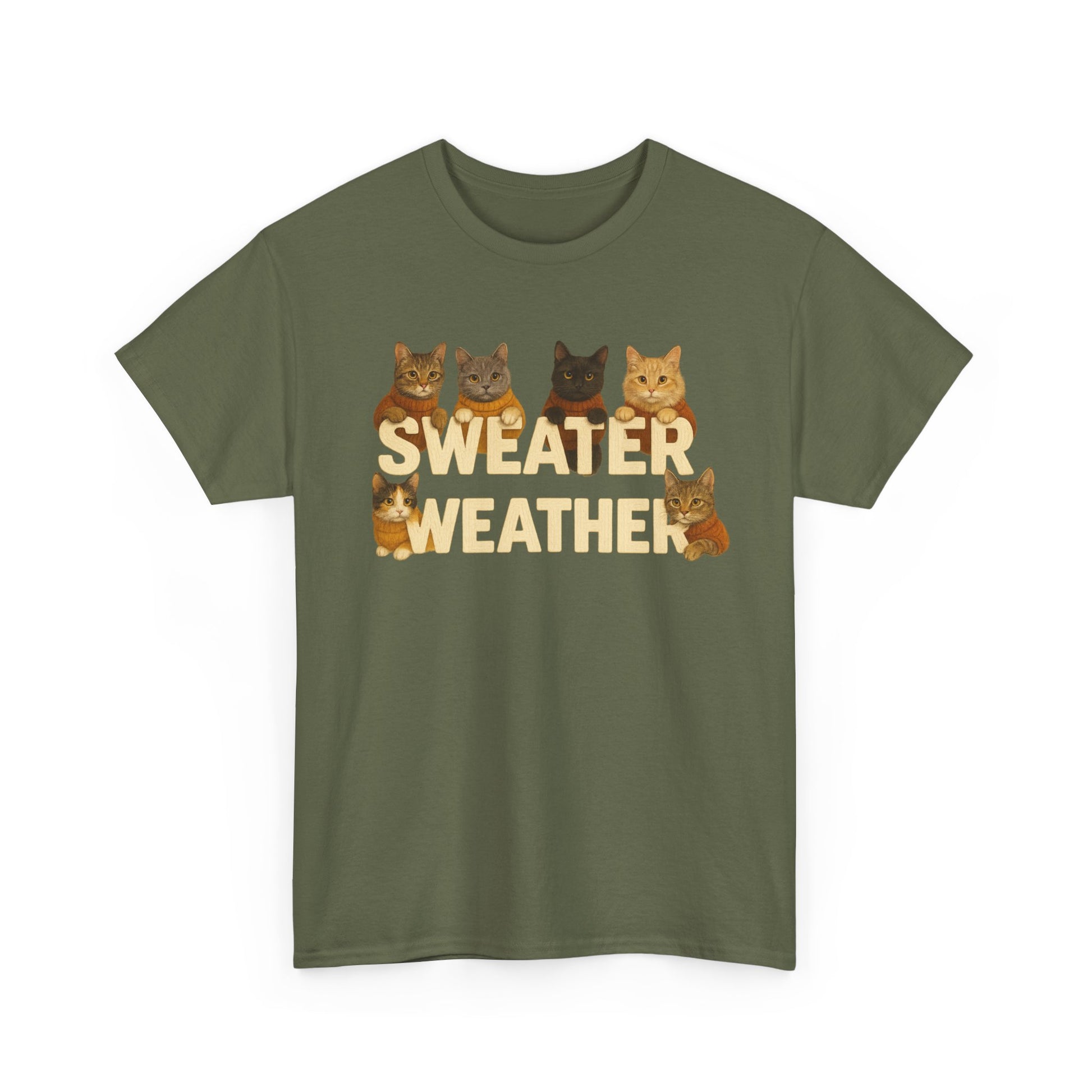 Sweater Weather Cat Tee, Cute Fall Apparel - Chubby Little Cheeks Co.