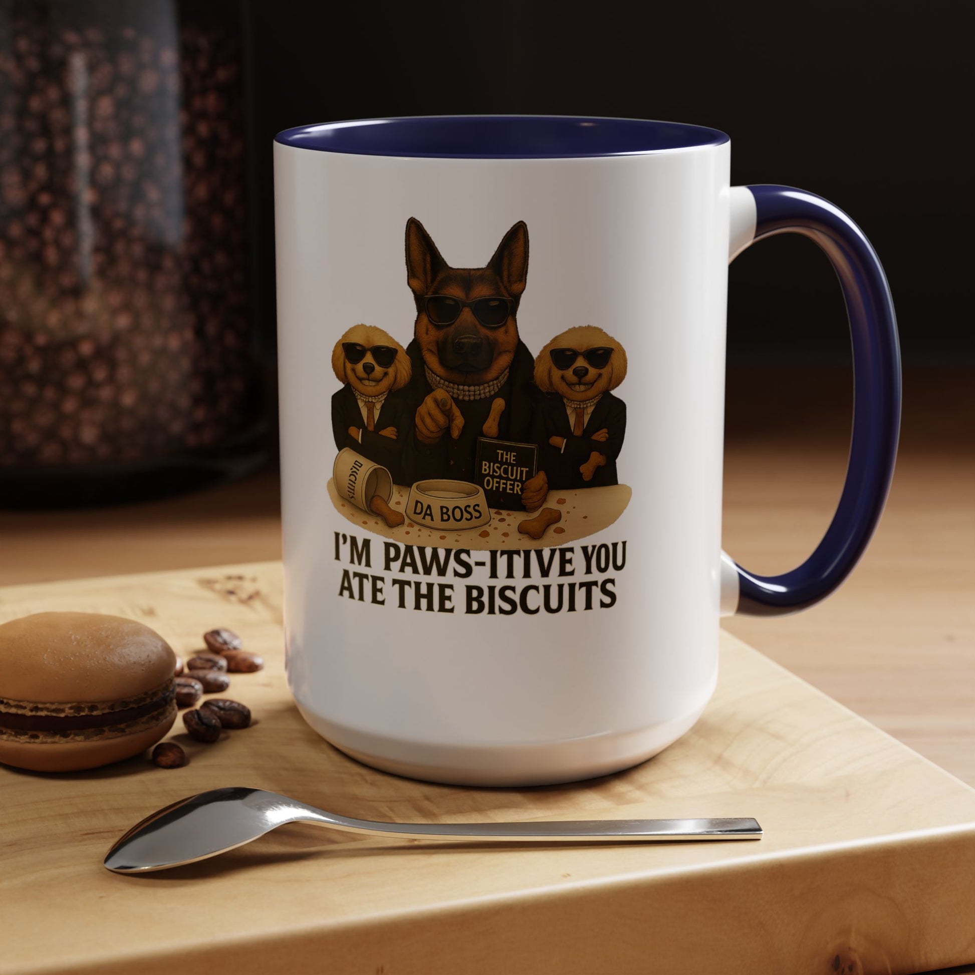 Paw-Si-Tive Blame-Godfather-Style Dog Mug, German Shepherd “Da Boss,” Multipoos, Mafia Parody - Chubby Little Cheeks Co.