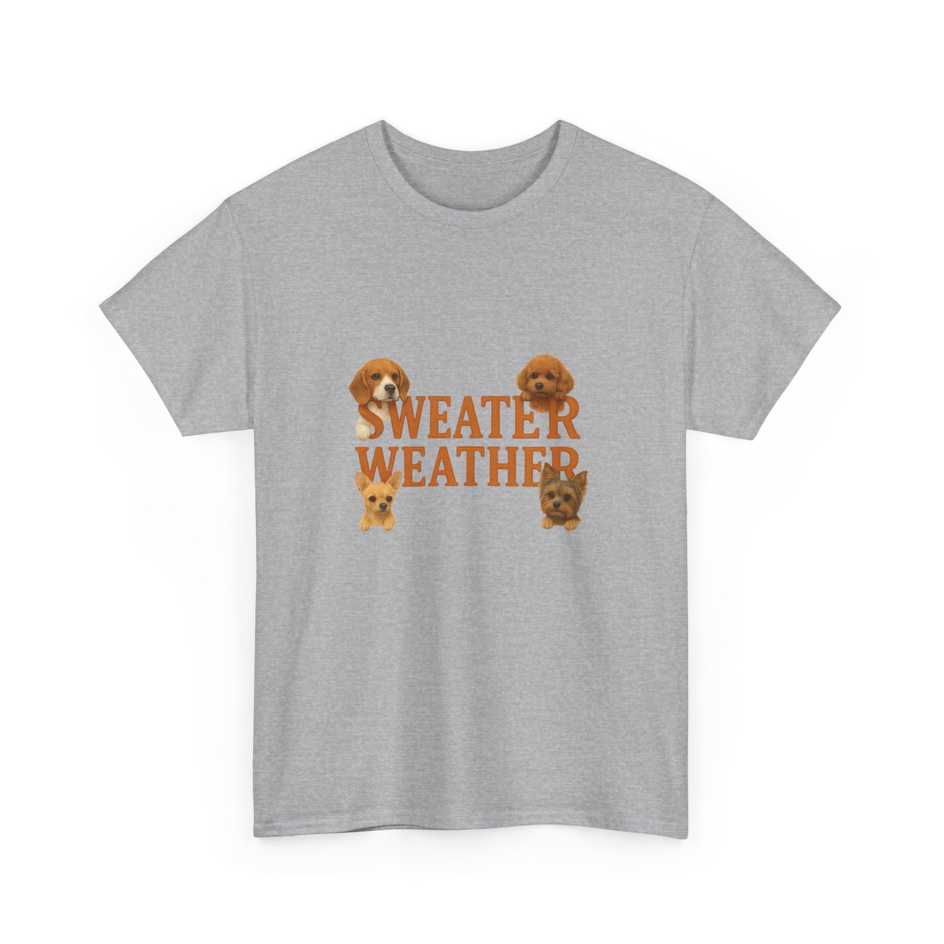 Sweater Weather Dog Tee, Unisex Heavy Cotton Tee, Fall Apparel - Chubby Little Cheeks Co.