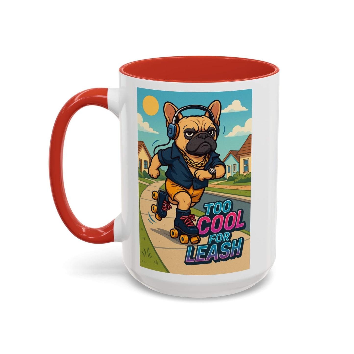 Retro Roller Skating Male French Bulldog Mug – 80’s Groove Vibes - Chubby Little Cheeks Co.