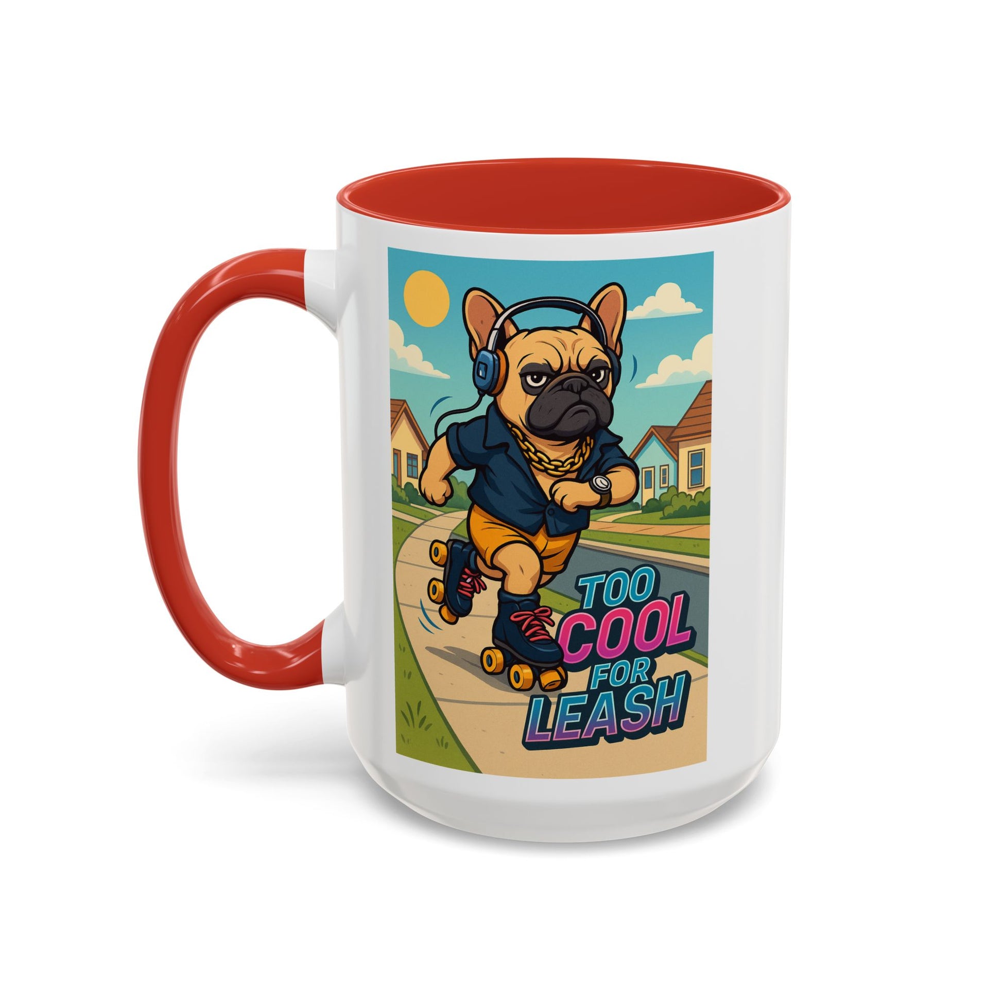 Retro Roller Skating Male French Bulldog Mug – 80’s Groove Vibes - Chubby Little Cheeks Co.
