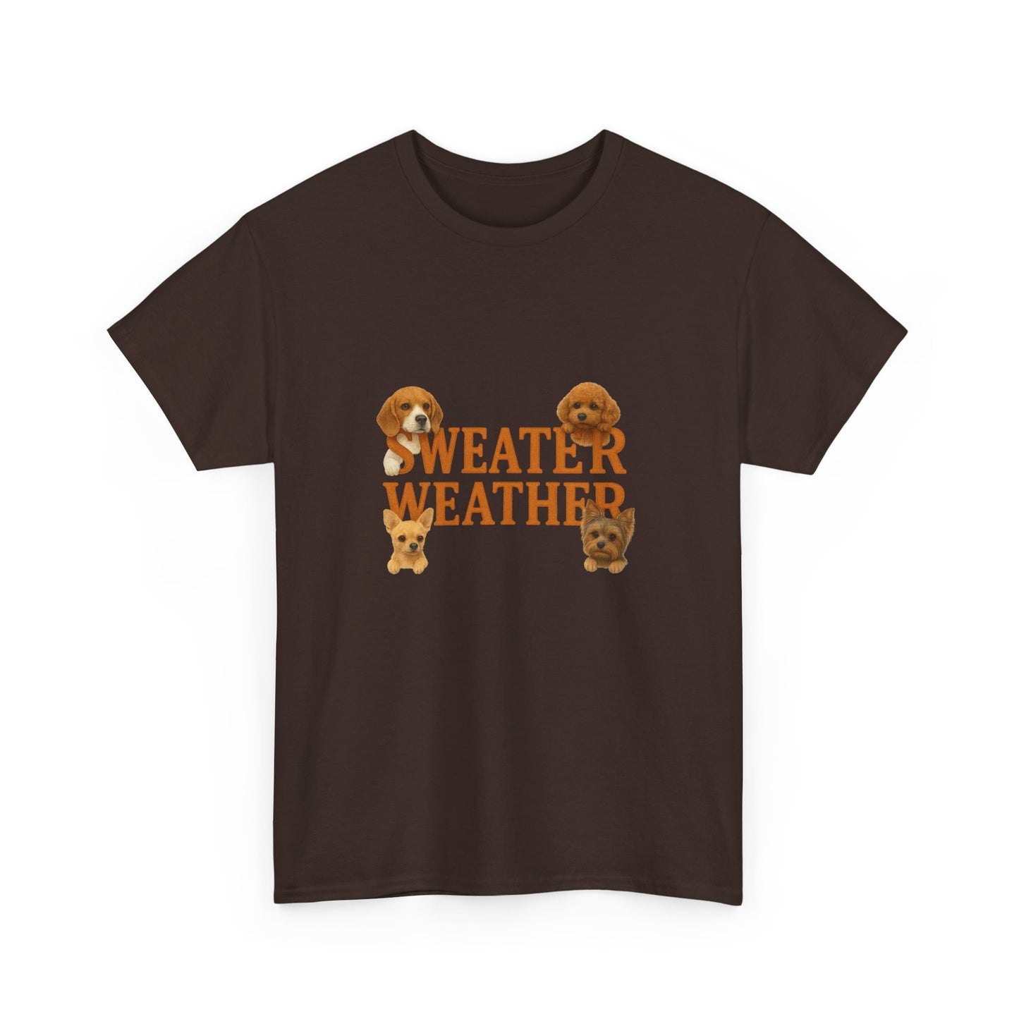 Sweater Weather Dog Tee, Unisex Heavy Cotton Tee, Fall Apparel - Chubby Little Cheeks Co.