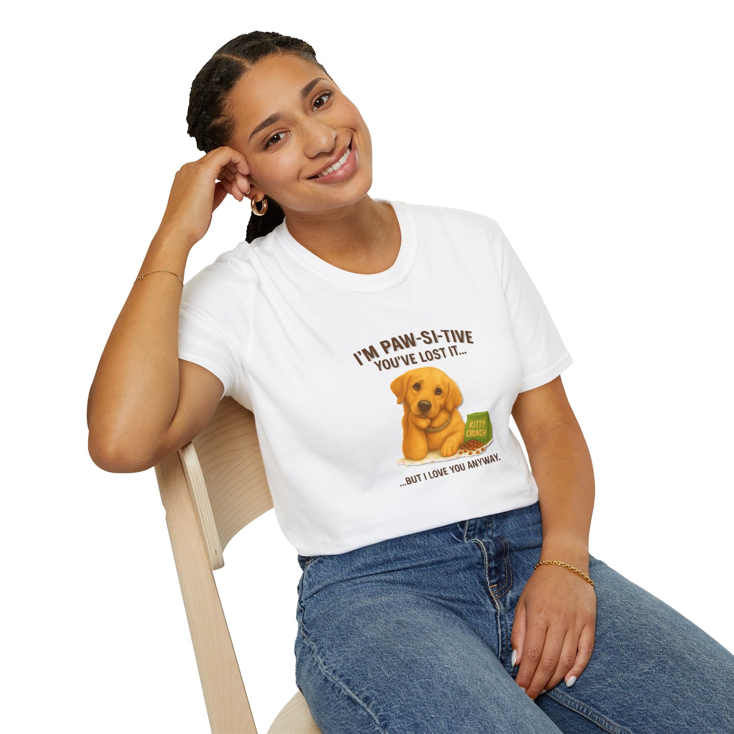 Golden Retriever Funny Pet Tee – “I’m Paw-si-tive You’ve Lost It… But I Love You Anyway” - Chubby Little Cheeks Co.
