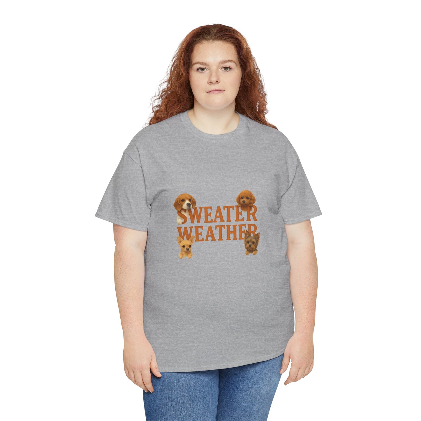 Sweater Weather Dog Tee, Unisex Heavy Cotton Tee, Fall Apparel - Chubby Little Cheeks Co.
