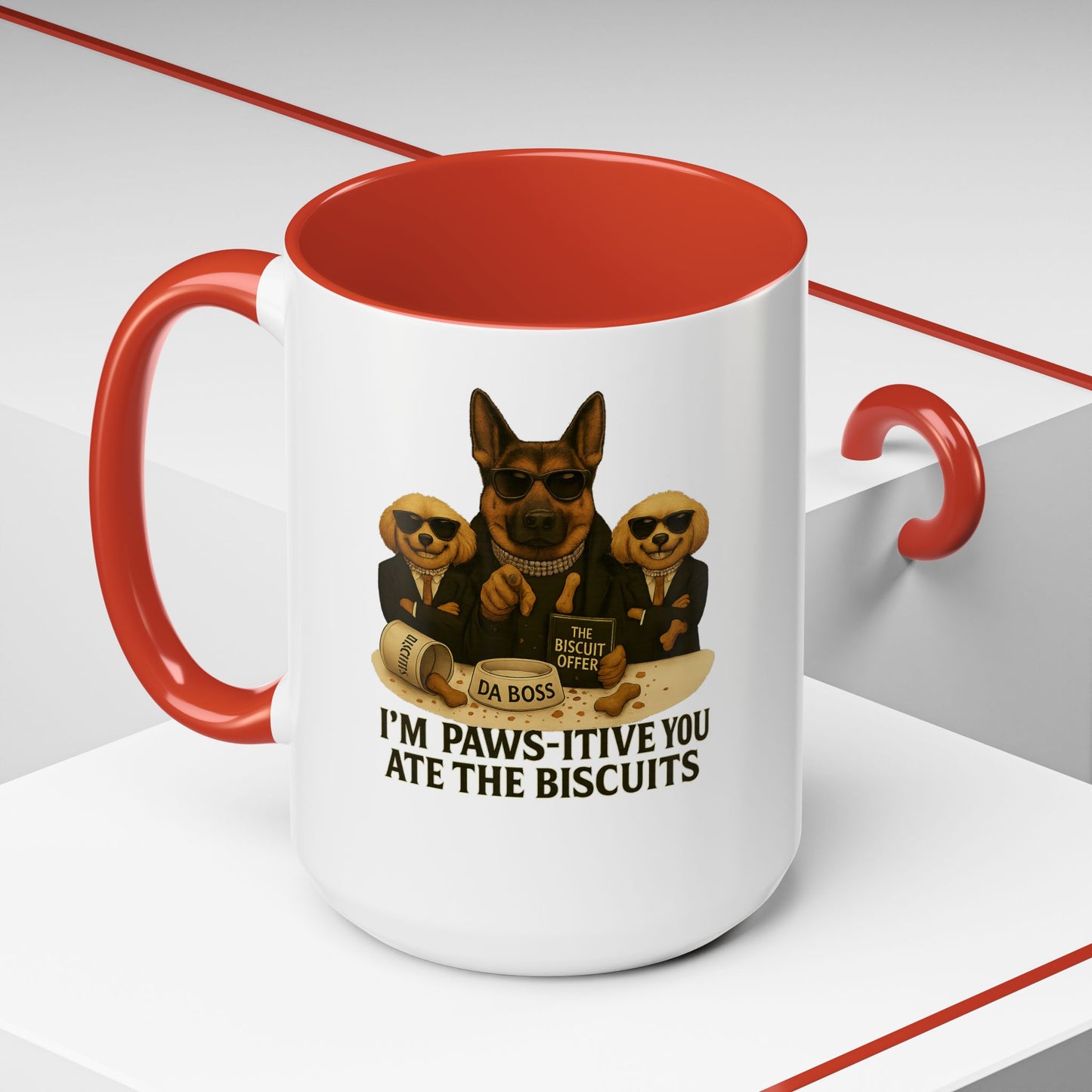 Paw-Si-Tive Blame-Godfather-Style Dog Mug, German Shepherd “Da Boss,” Multipoos, Mafia Parody - Chubby Little Cheeks Co.