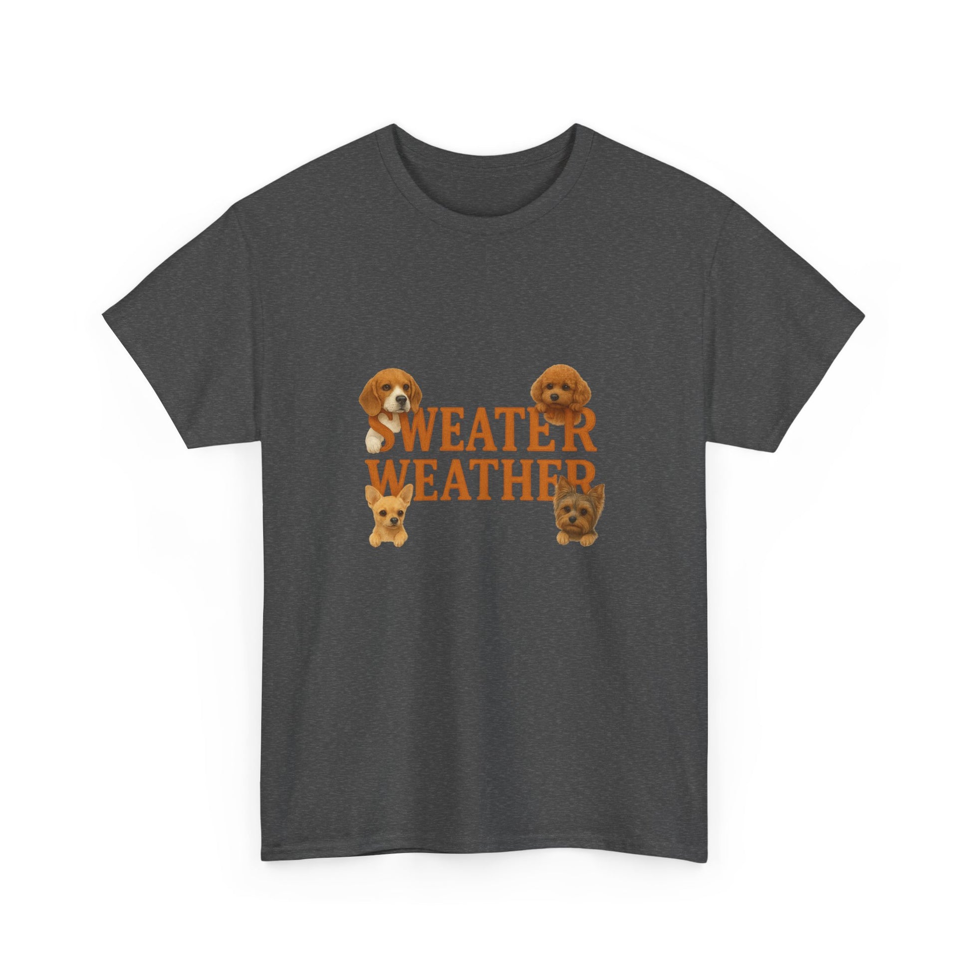 Sweater Weather Dog Tee, Unisex Heavy Cotton Tee, Fall Apparel - Chubby Little Cheeks Co.