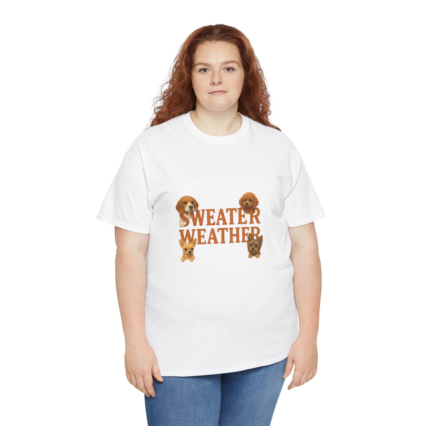 Sweater Weather Dog Tee, Unisex Heavy Cotton Tee, Fall Apparel - Chubby Little Cheeks Co.