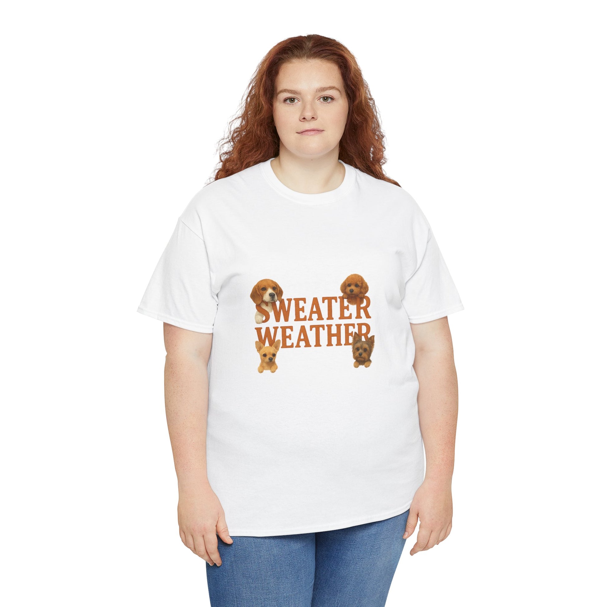 Sweater Weather Dog Tee, Unisex Heavy Cotton Tee, Fall Apparel - Chubby Little Cheeks Co.