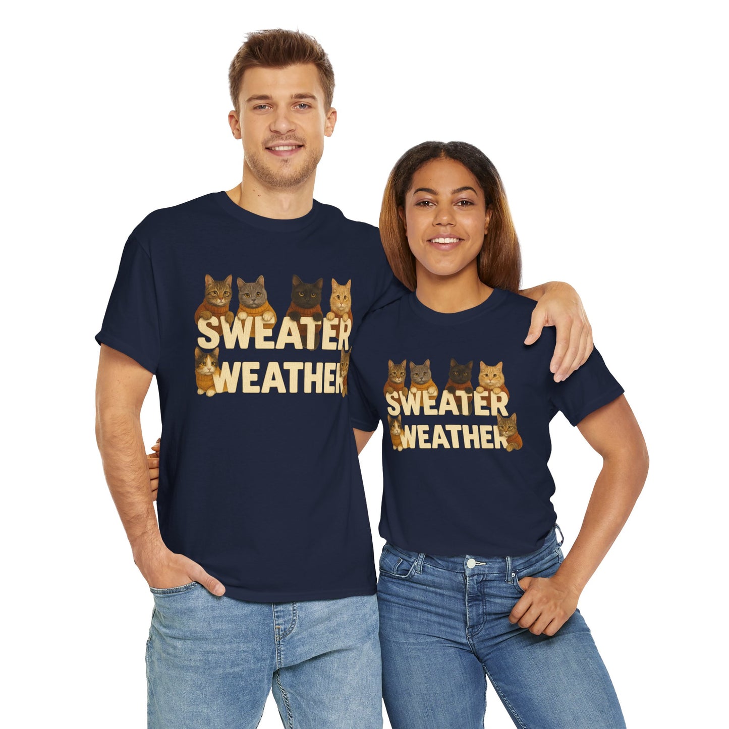 Sweater Weather Cat Tee, Cute Fall Apparel - Chubby Little Cheeks Co.