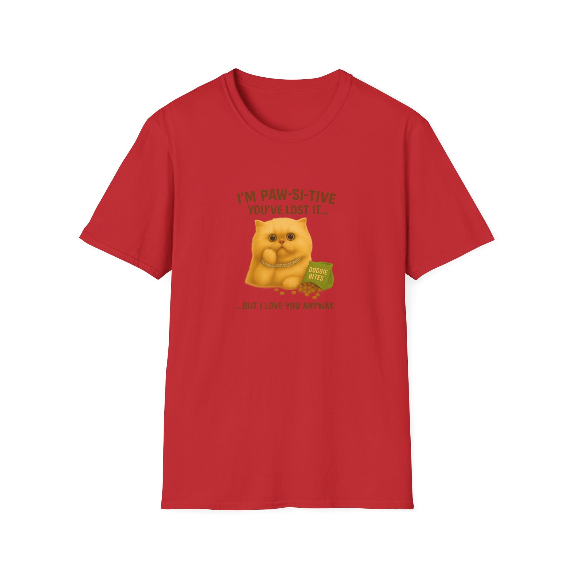 I’m Paw-si-tive You’ve Lost It Cat T-Shirt – Funny Persian Cat With Doggie Treats - Chubby Little Cheeks Co.