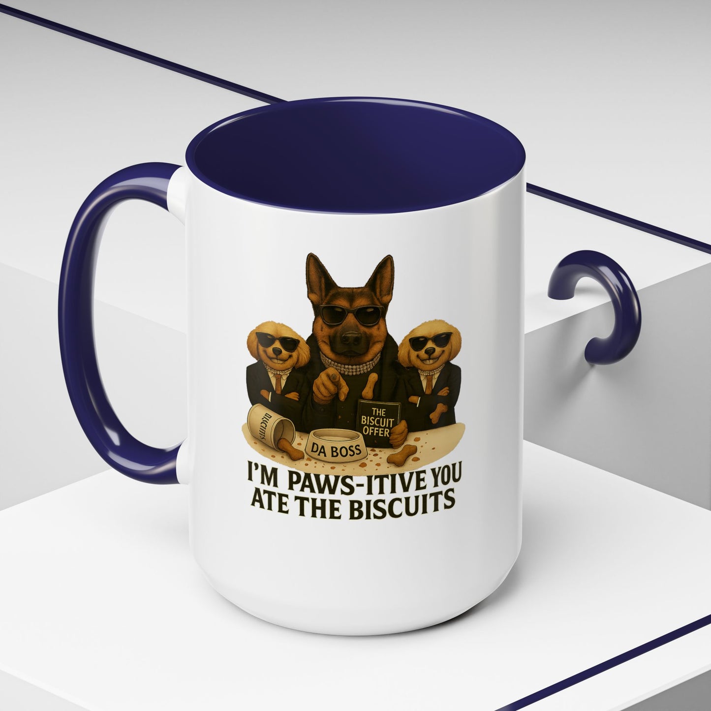 Paw-Si-Tive Blame-Godfather-Style Dog Mug, German Shepherd “Da Boss,” Multipoos, Mafia Parody - Chubby Little Cheeks Co.