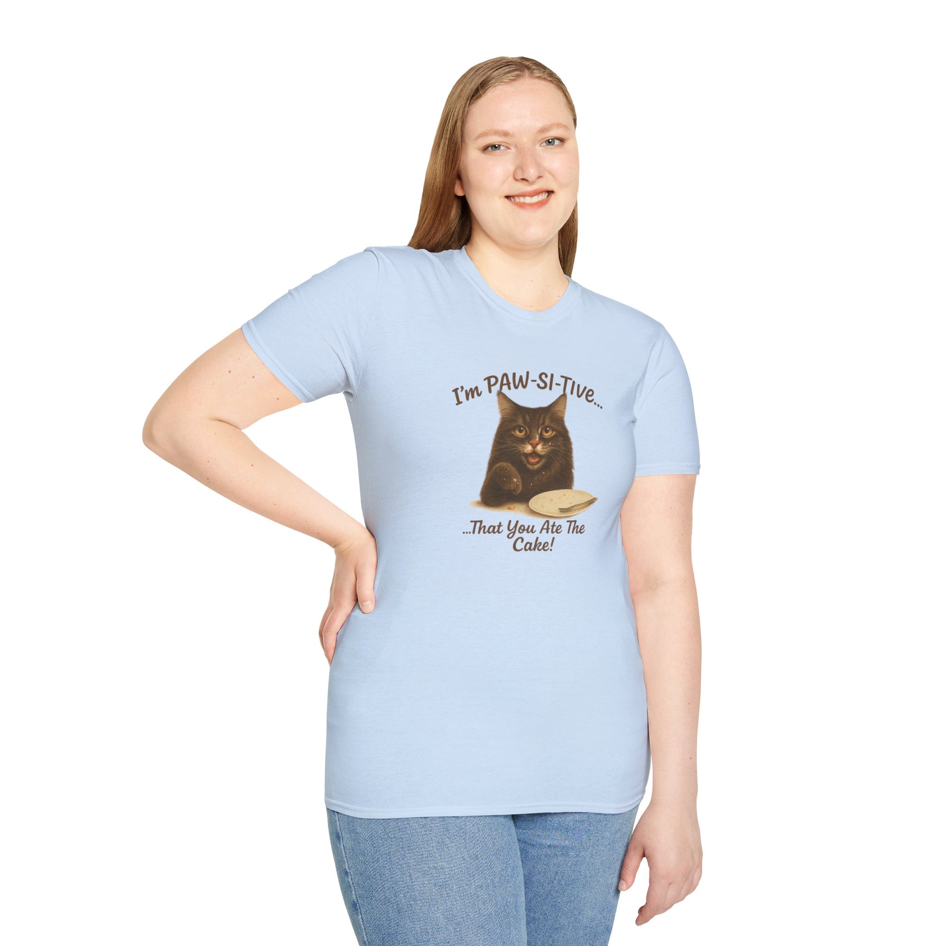 I'm PAW-SI-TIVE That You Ate The Cake, Funny Cat Unisex T-Shirt, - Chubby Little Cheeks Co.