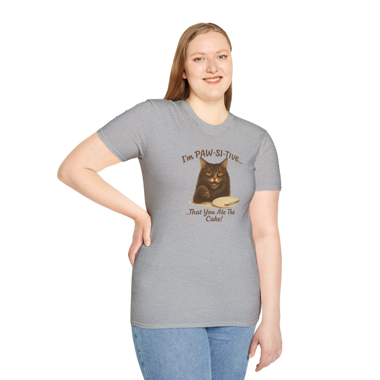 I'm PAW-SI-TIVE That You Ate The Cake, Funny Cat Unisex T-Shirt, - Chubby Little Cheeks Co.