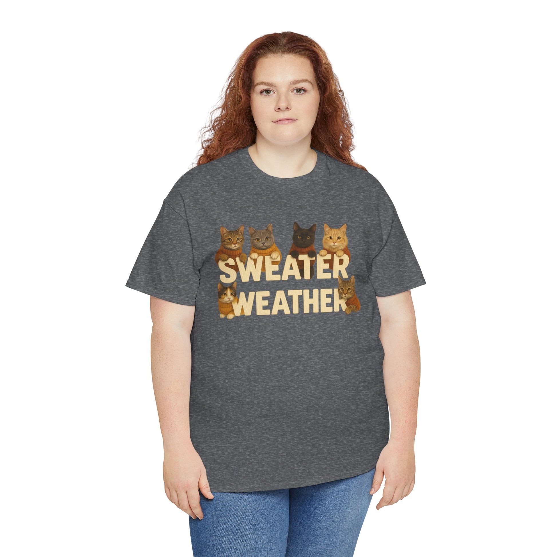 Sweater Weather Cat Tee, Cute Fall Apparel - Chubby Little Cheeks Co.