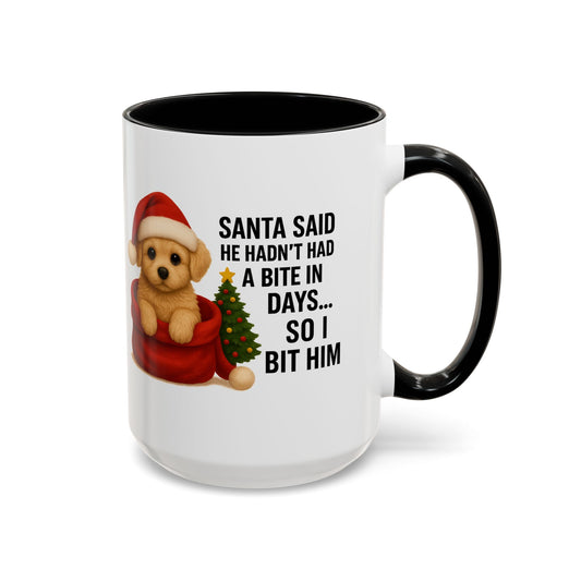 Cute Holiday Maltipoo Puppy Christmas Coffee Mug - Santa Bite