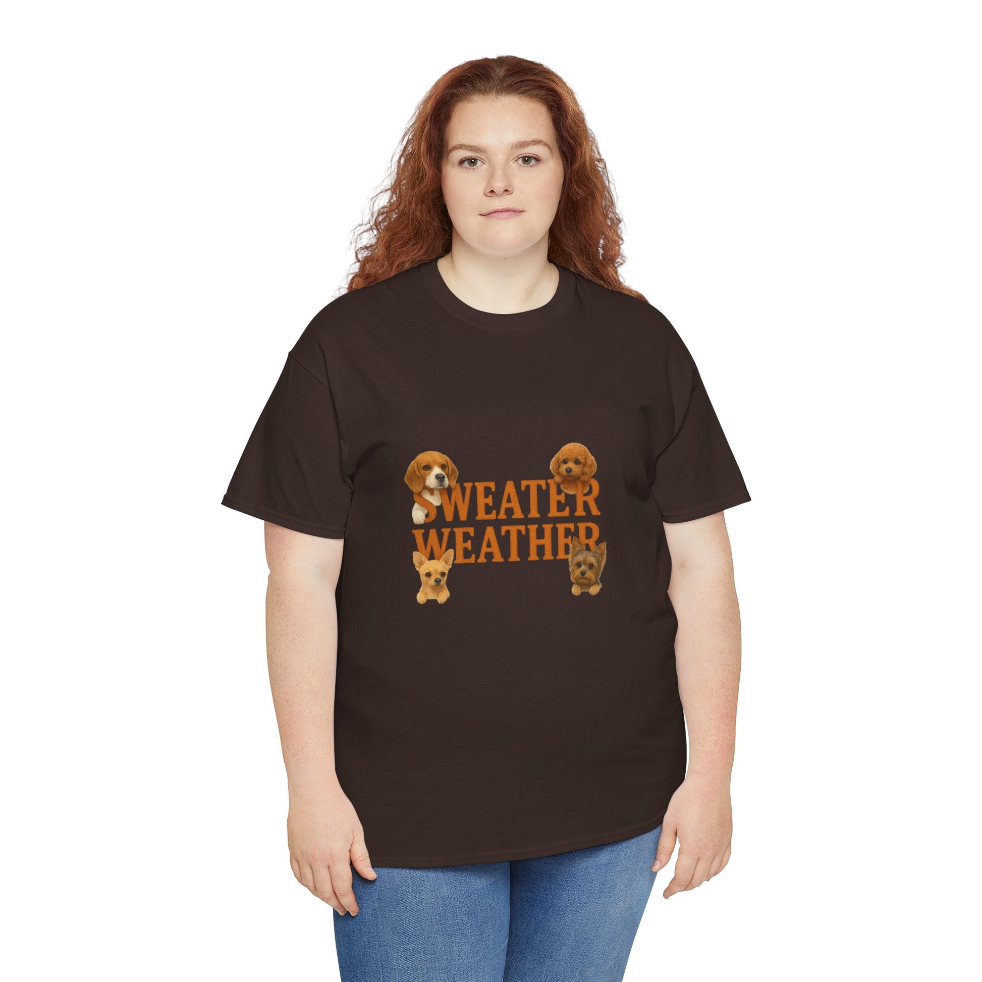 Sweater Weather Dog Tee, Unisex Heavy Cotton Tee, Fall Apparel - Chubby Little Cheeks Co.