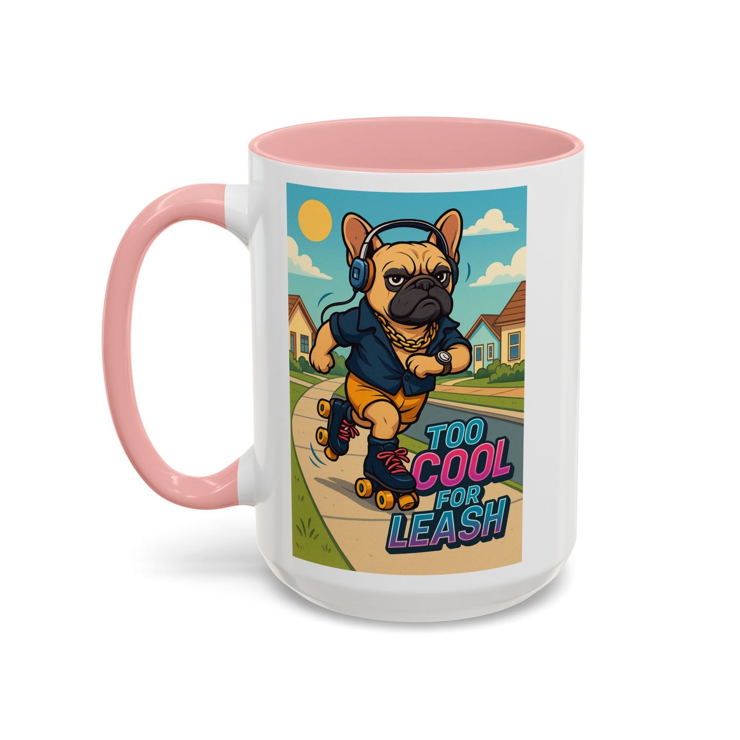 Retro Roller Skating Male French Bulldog Mug – 80’s Groove Vibes - Chubby Little Cheeks Co.