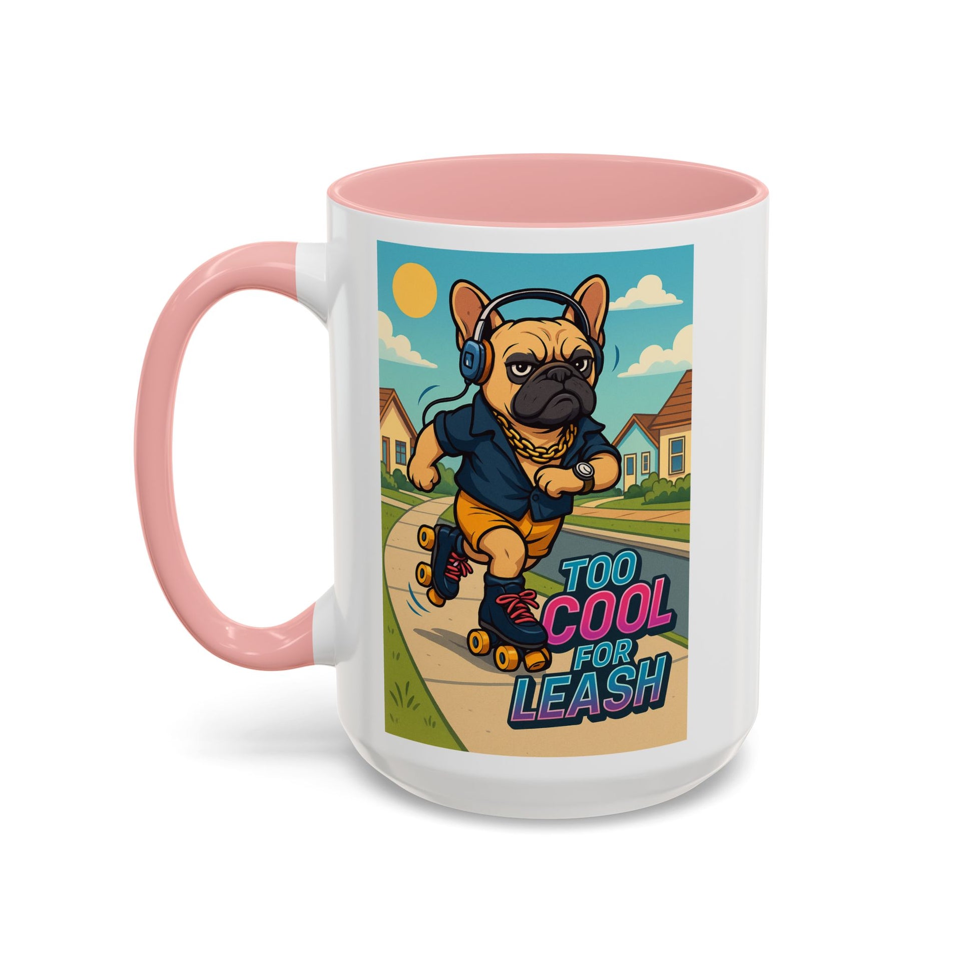 Retro Roller Skating Male French Bulldog Mug – 80’s Groove Vibes - Chubby Little Cheeks Co.