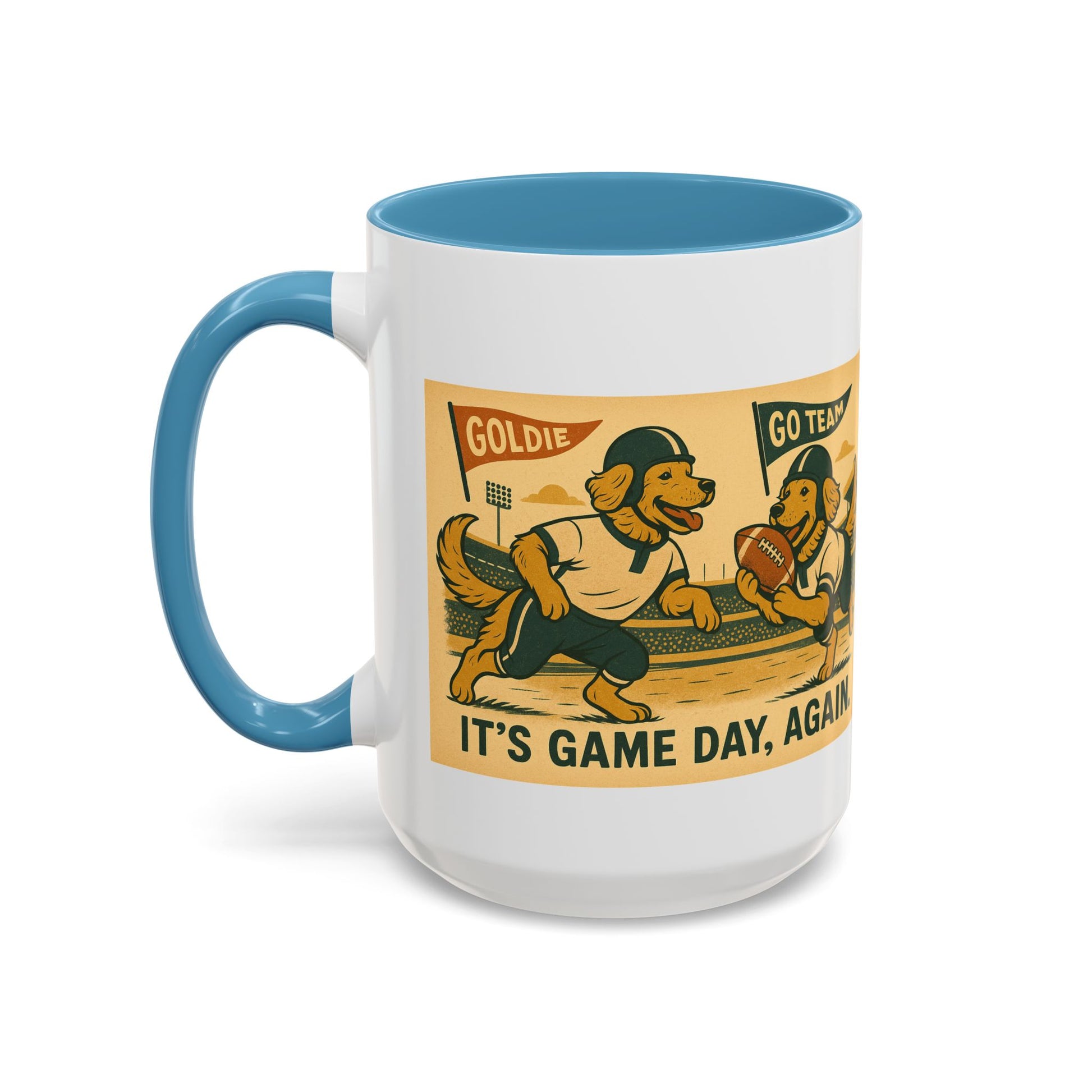 Game Day Golden Retrievers Vintage Football Mug - Chubby Little Cheeks Co.
