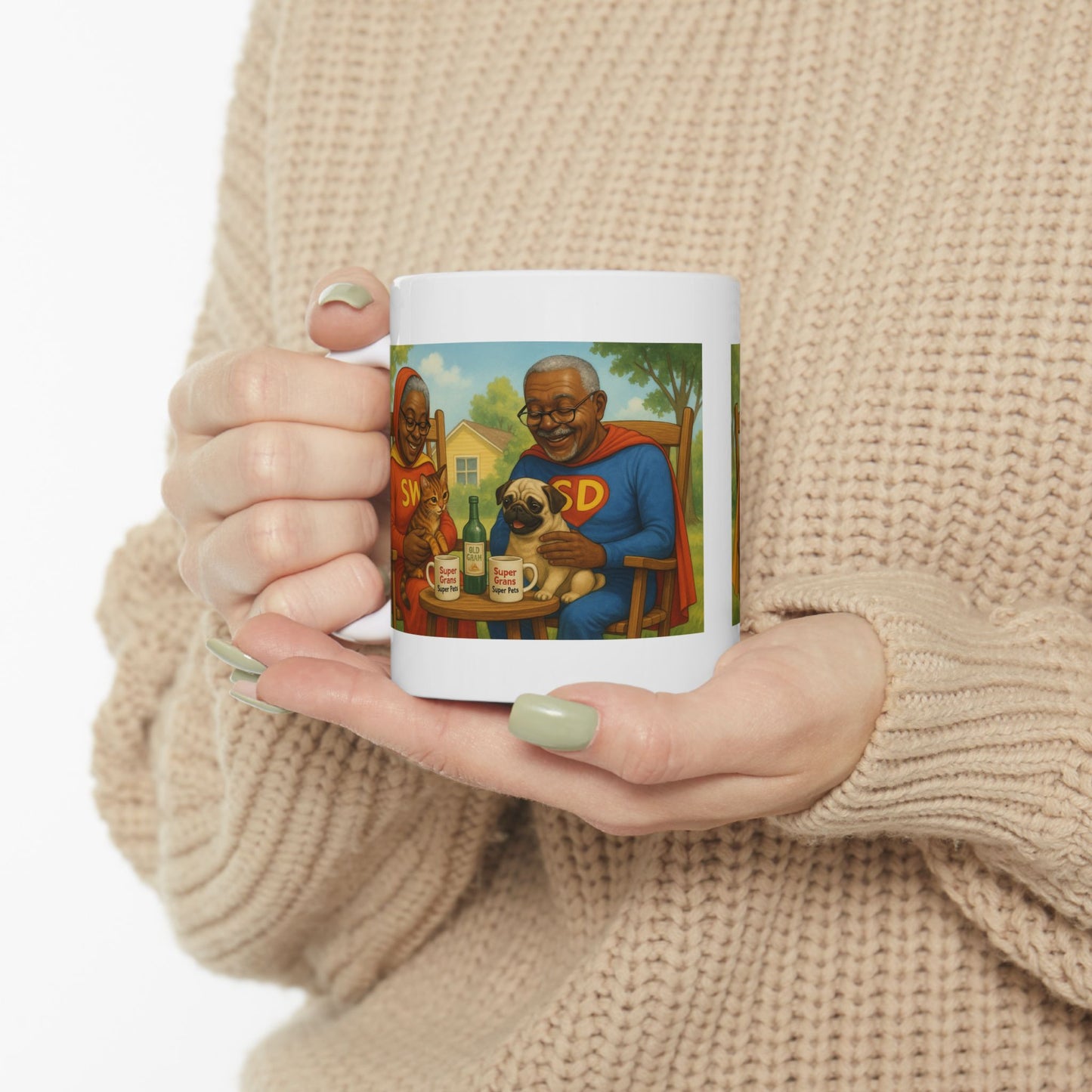 "Super Grans, Super Pets Halloween Ceramic Mug - Chubby Little Cheeks Co.