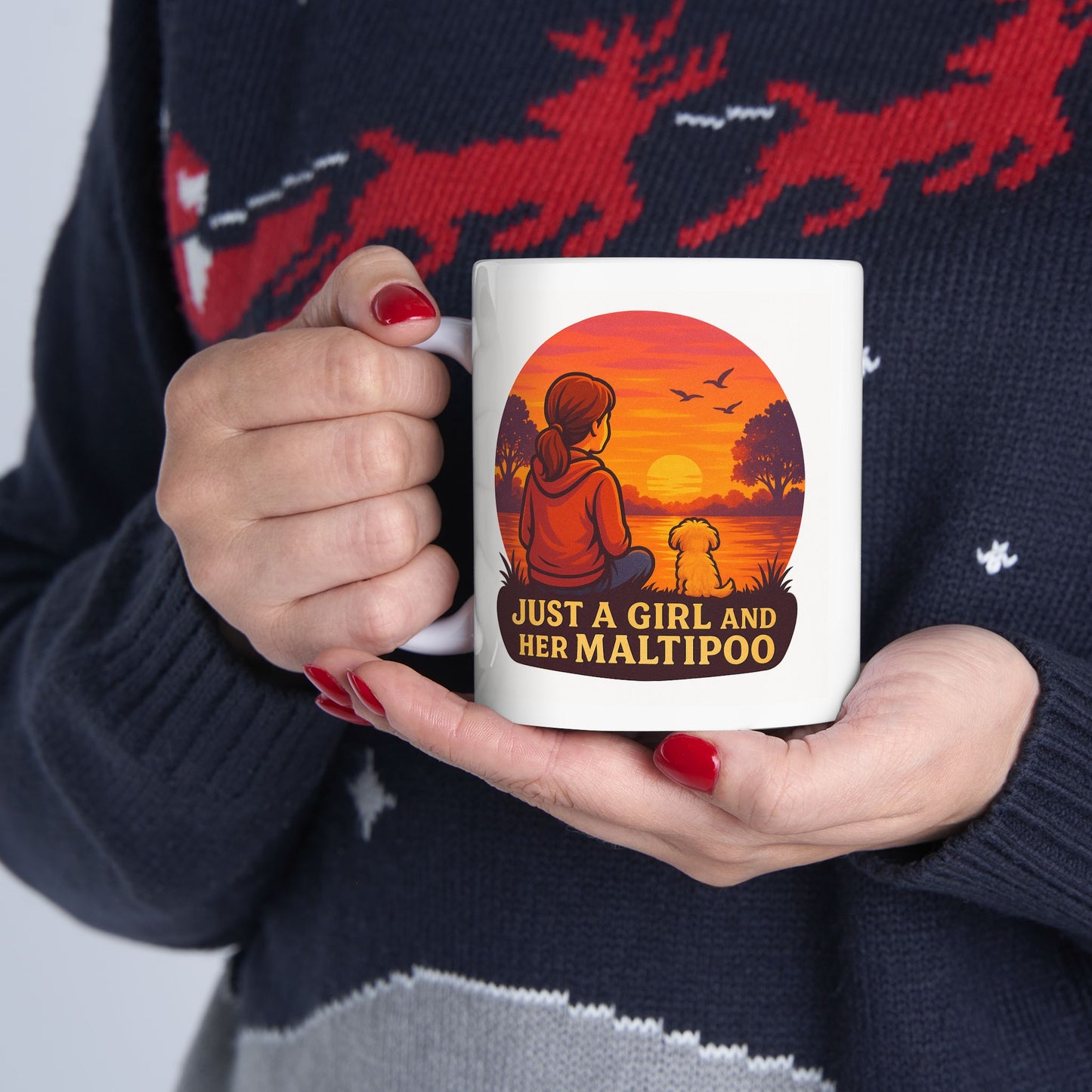 Just A Girl And Her Maltipoo, Ceramic Mug with Sunset Design - Chubby Little Cheeks Co.