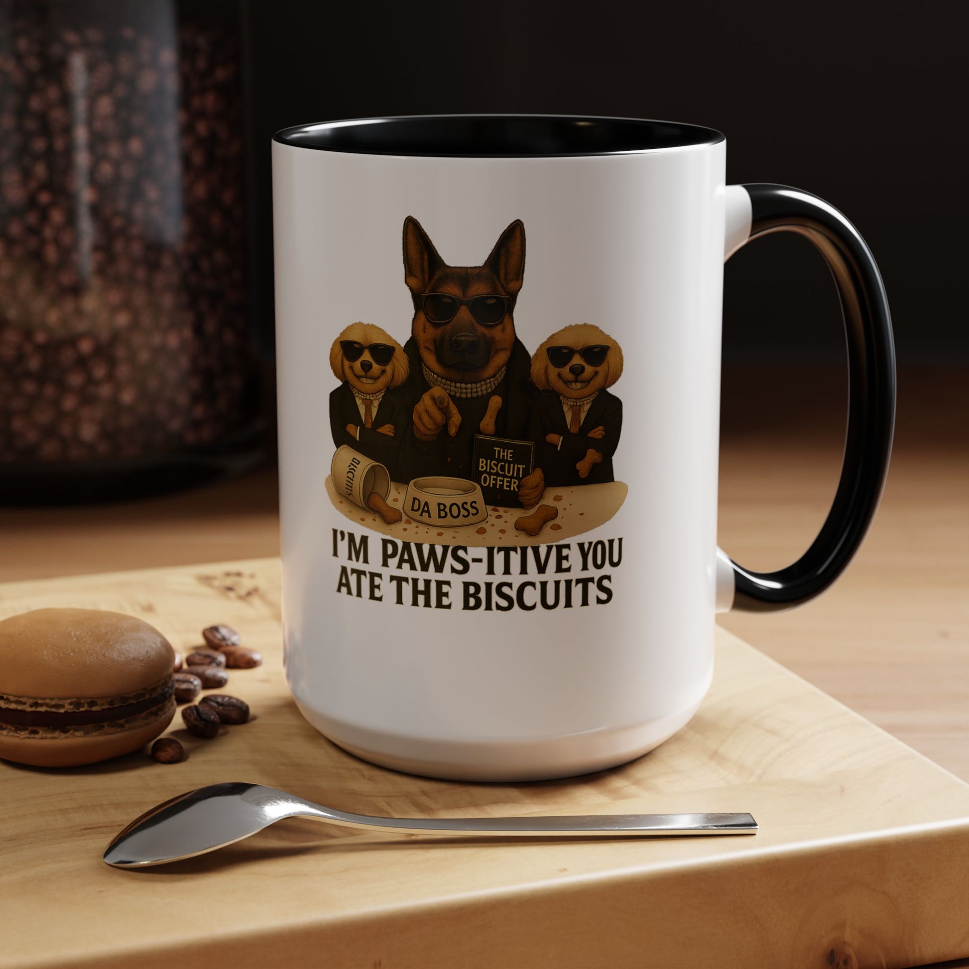 Paw-Si-Tive Blame-Godfather-Style Dog Mug, German Shepherd “Da Boss,” Multipoos, Mafia Parody - Chubby Little Cheeks Co.