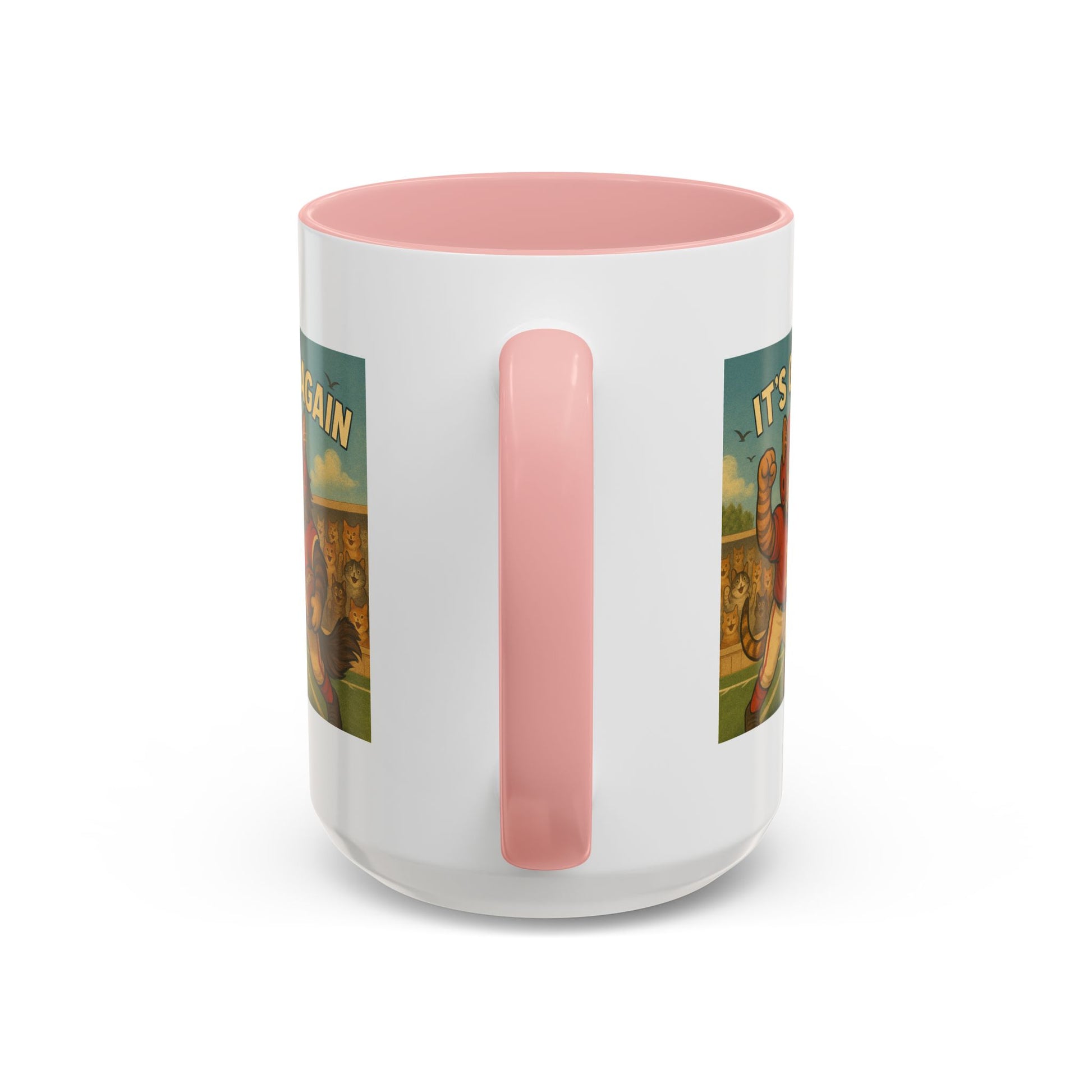 π Game Day Cats Mug β Vintage Football Tabby & Maine Coon in Red Jerseys - Chubby Little Cheeks Co.