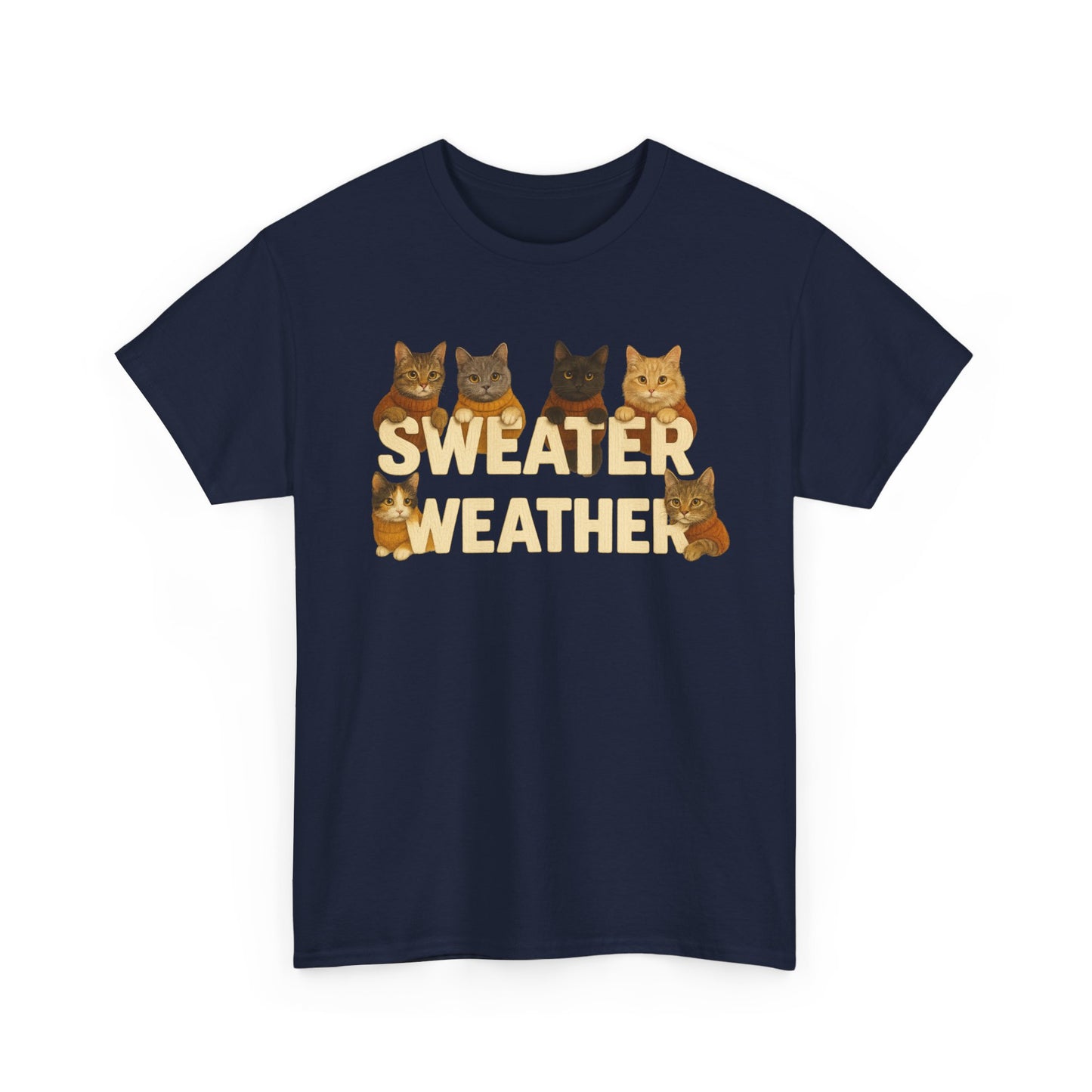 Sweater Weather Cat Tee, Cute Fall Apparel - Chubby Little Cheeks Co.