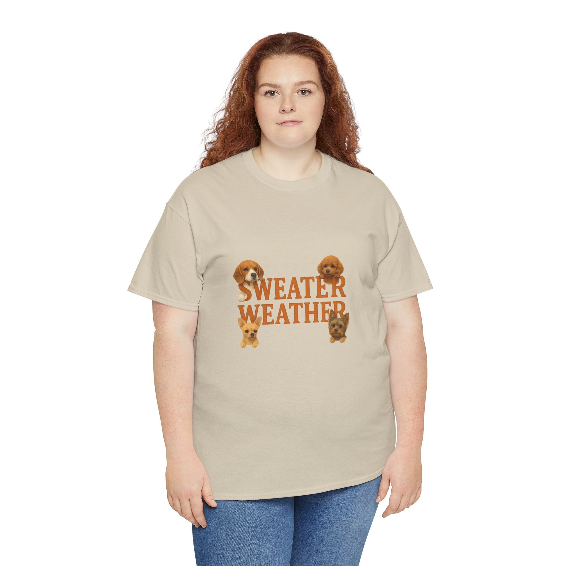 Sweater Weather Dog Tee, Unisex Heavy Cotton Tee, Fall Apparel - Chubby Little Cheeks Co.