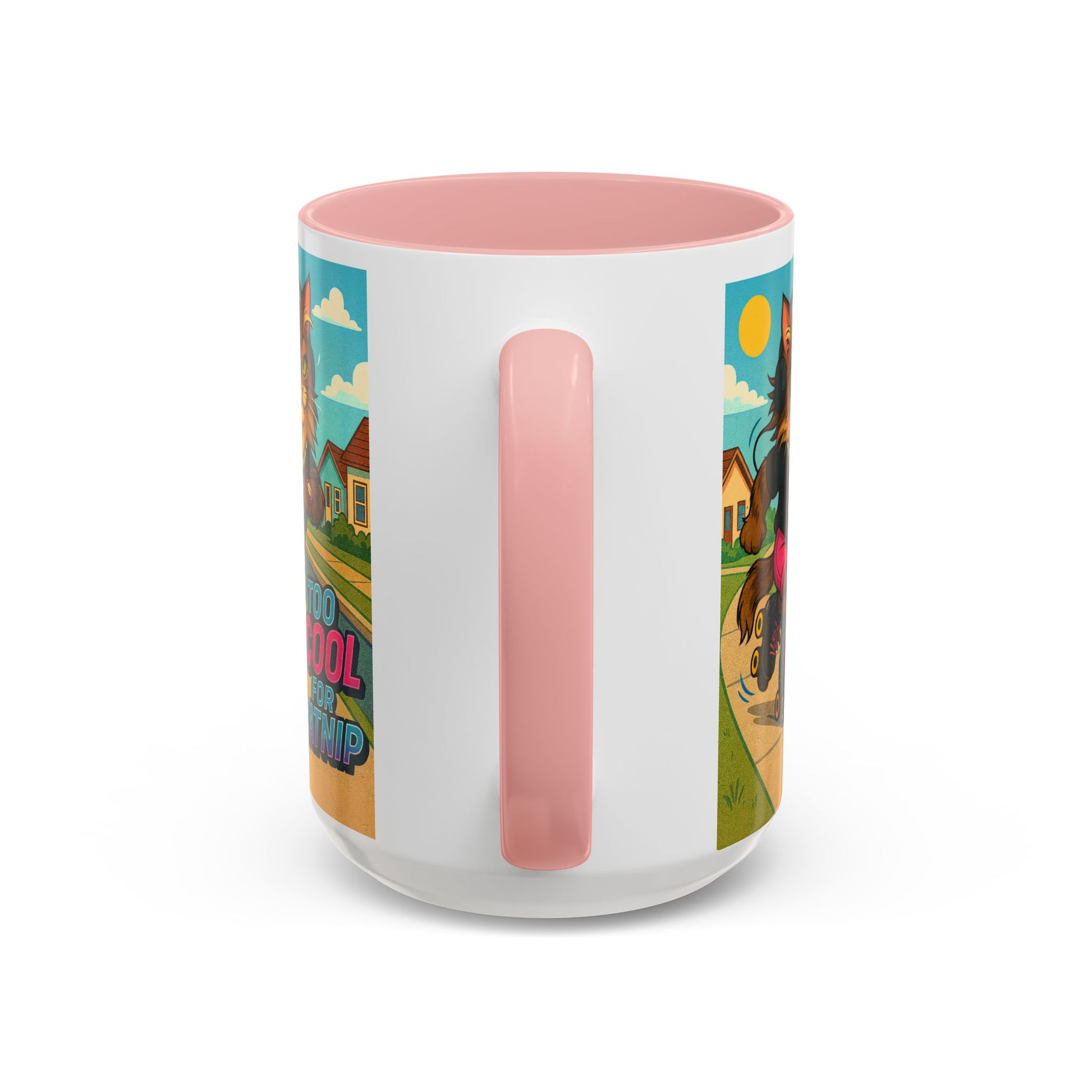 Female Maine Coon Cat Skater Mug – Too Cool for Catnip Retro Coffee Cup - Chubby Little Cheeks Co.